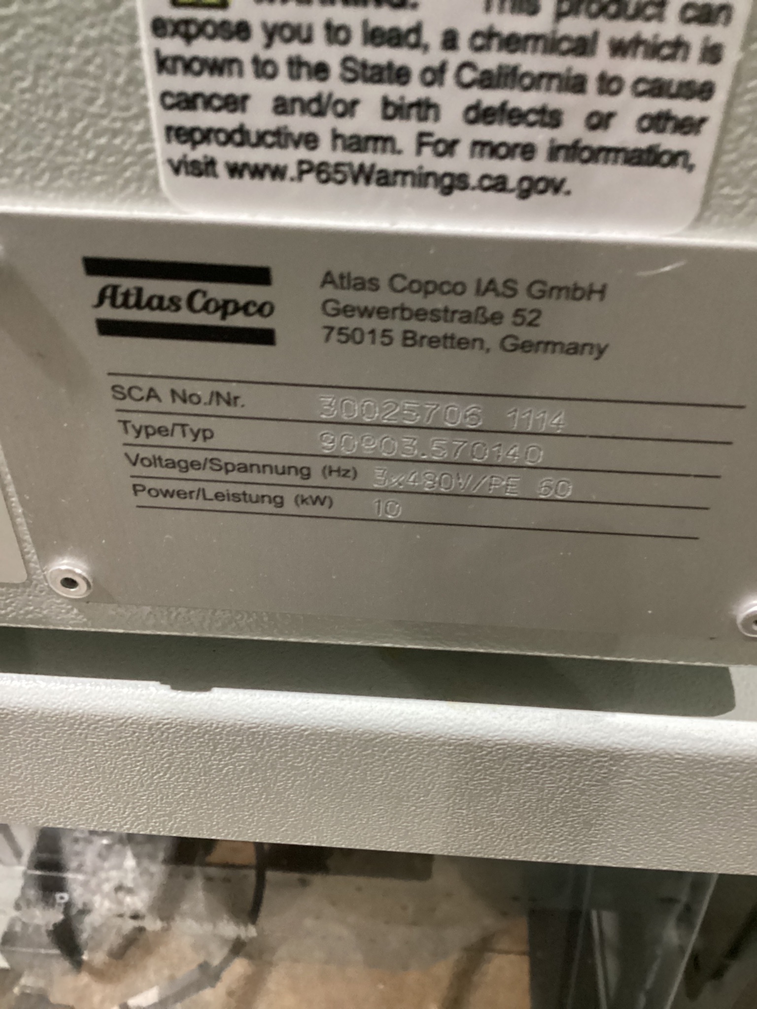 ATLAS COPCO IAS 90903.570140 Drum Unloader W/ PPW56-0571P16-1000-SCA-HPS Pump USED 8