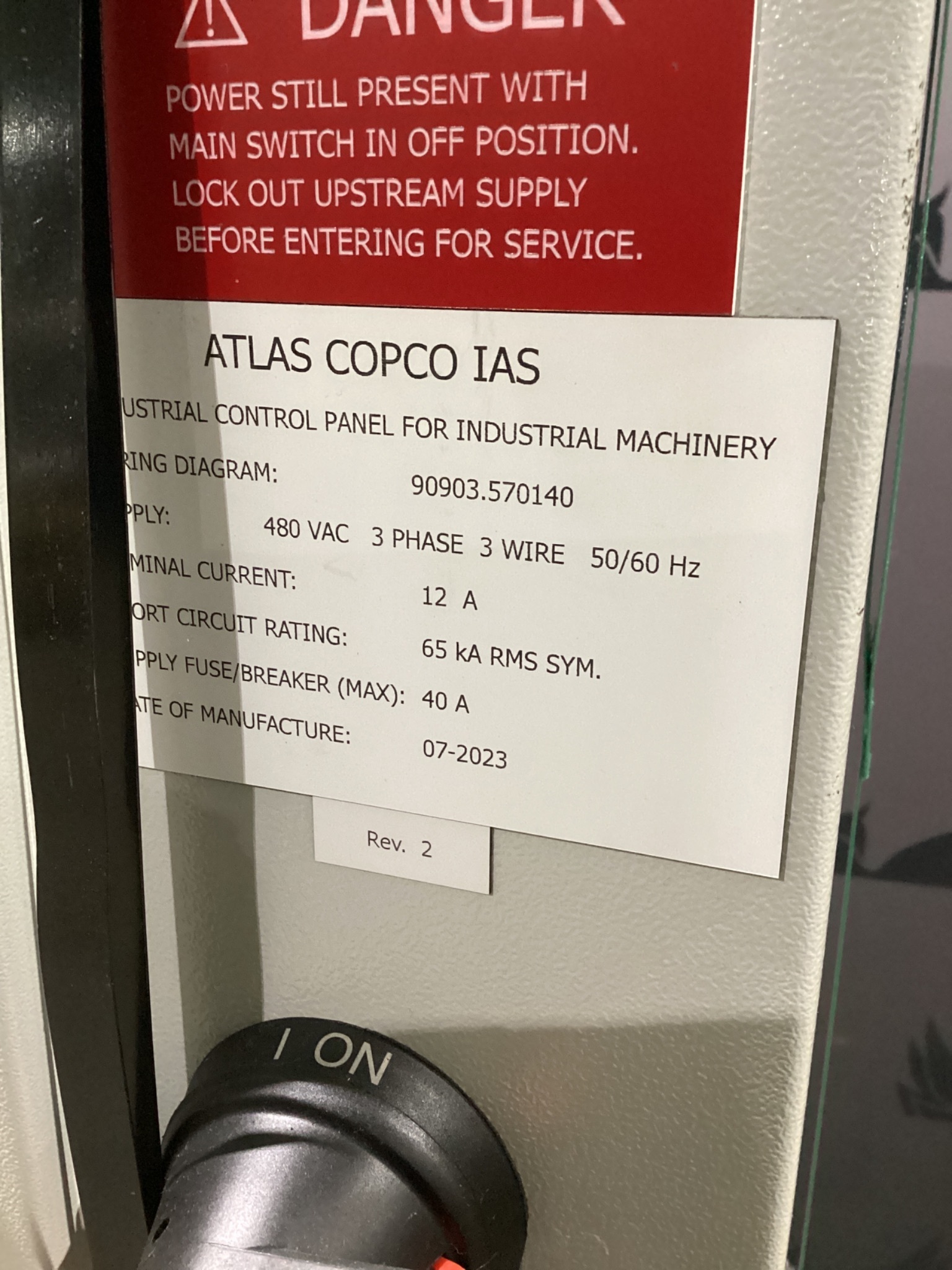 ATLAS COPCO IAS 90903.570140 Drum Unloader W/ PPW56-0571P16-1000-SCA-HPS Pump USED 12