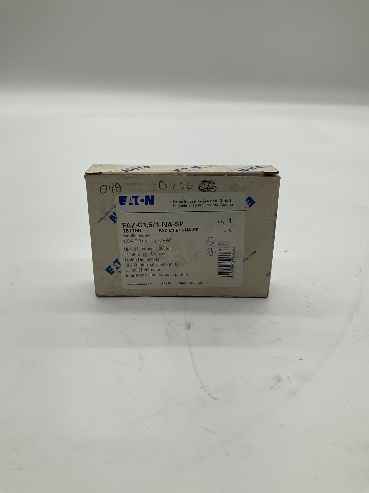 EATON FAZ-C1.5/1-NA-SP UL489 Miniature Circuit Breaker 1.5A NEW 0