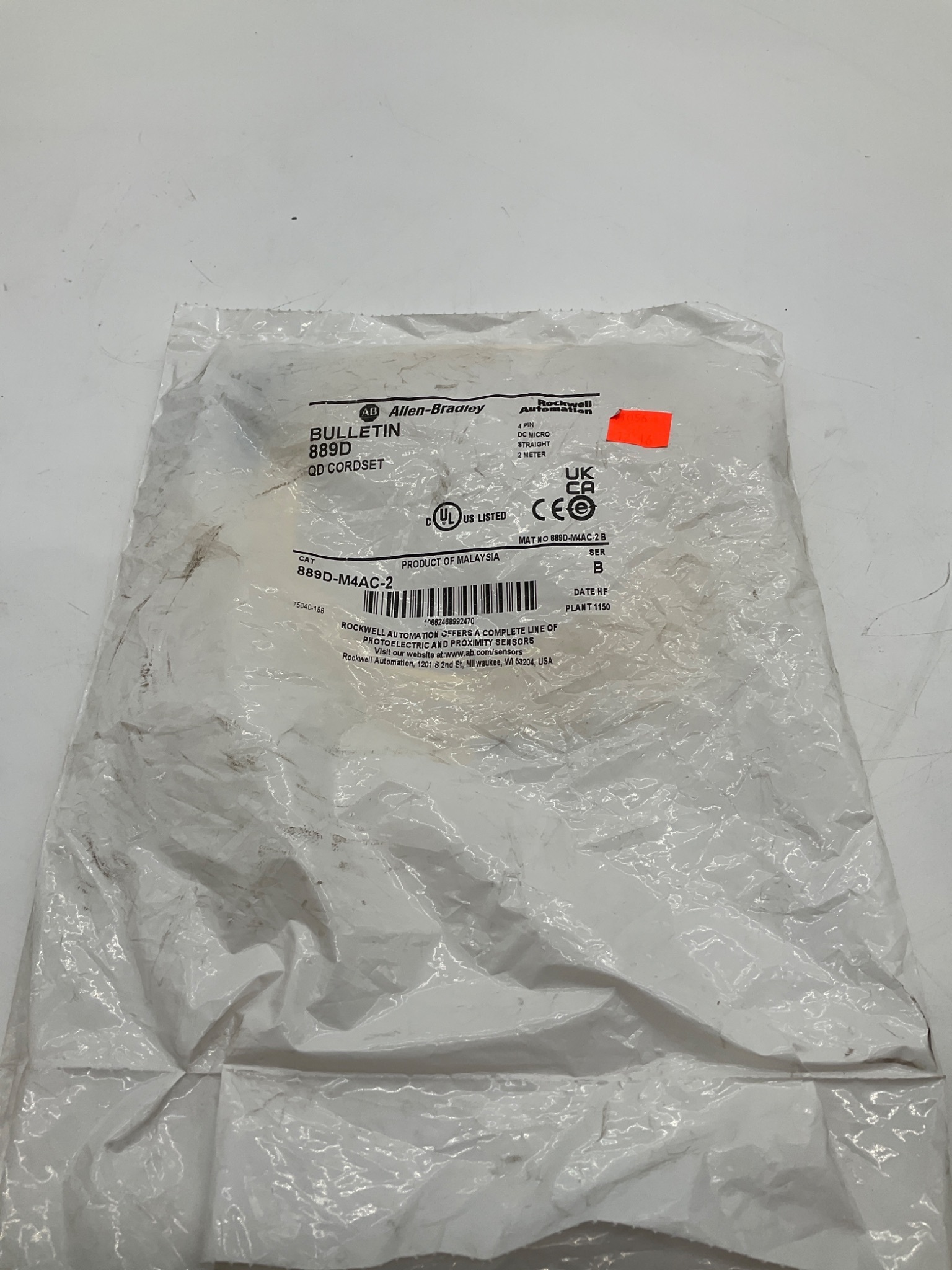 Allen-Bradley 889D-M4AC-2 4-Pin DC Micro QD Cordset 2 Meter NEW 0