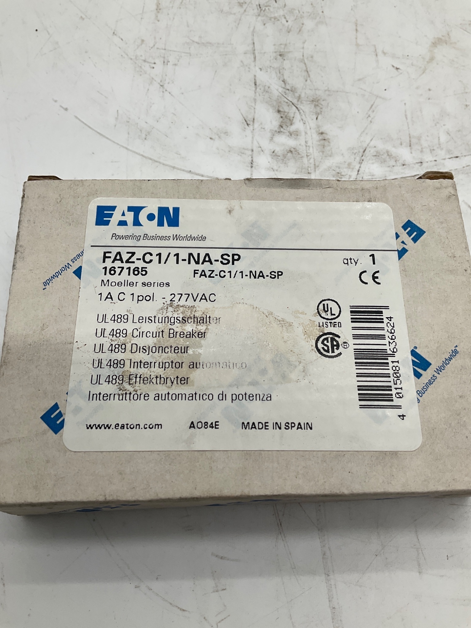 EATON FAZ-C1/1-NA-SP UL489 Miniature Circuit Breaker 1A NEW 1