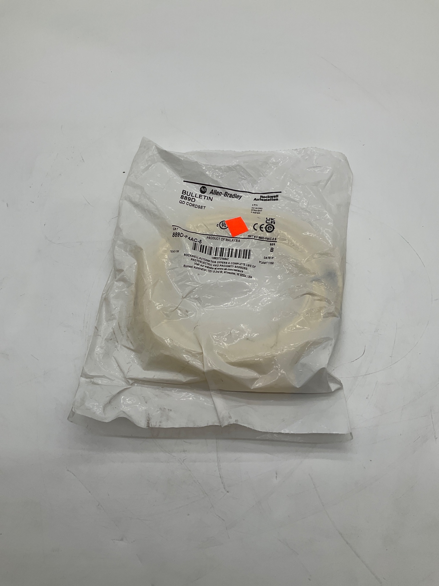 Allen-Bradley 889D-F4AC-5 4-Pin DC Micro QD Cordset 5 Meter NEW 0