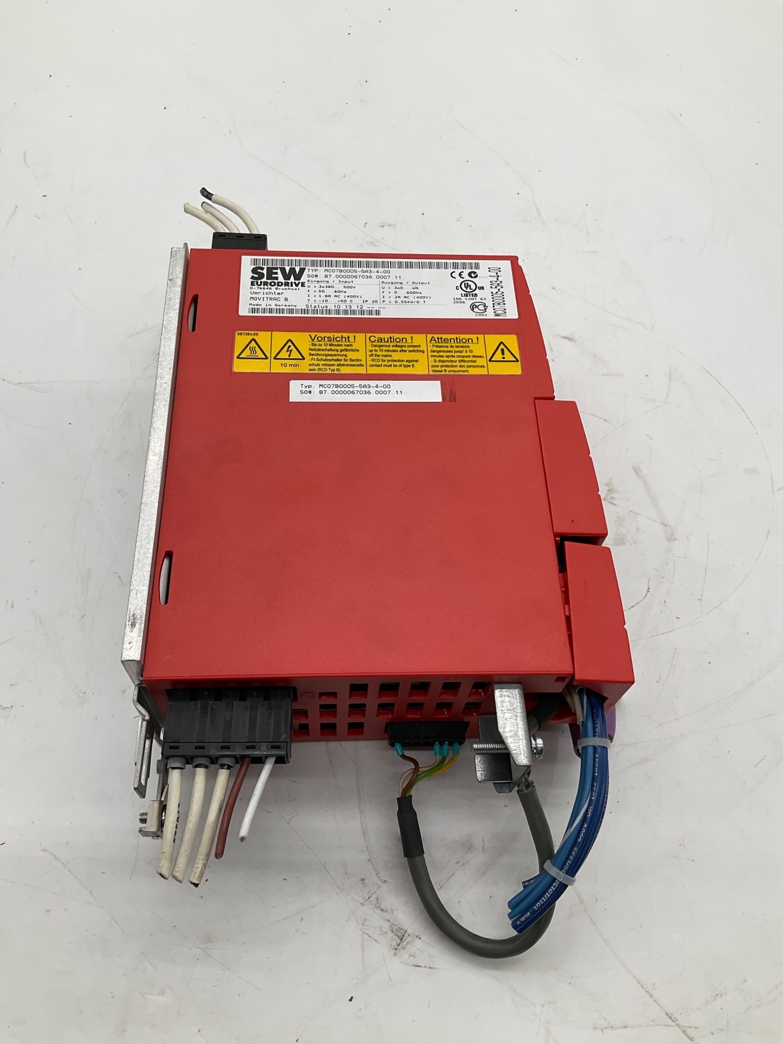 SEW-EURODRIVE MC07B0005-5A3-4-00 MOVITRAC B Variable Frequency Drive USED 3