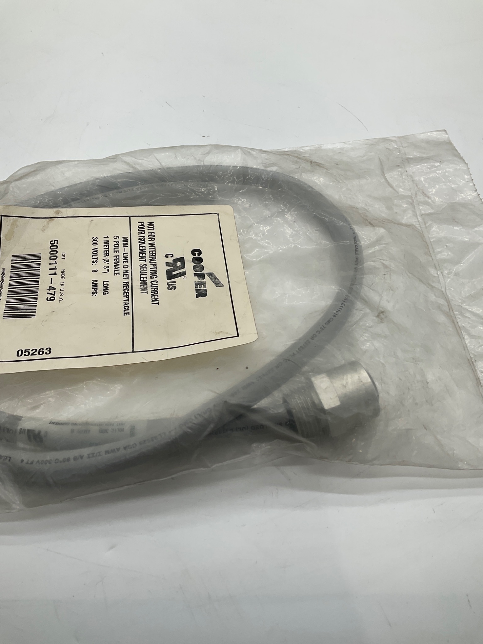 Cooper 5000111-479 Mini-Line D Net Receptacle Cable 5 Pole Female 1 Meter NEW 2
