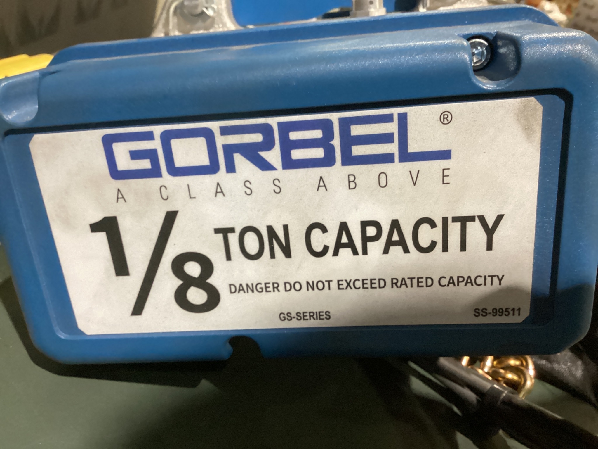 GORBEL 94872 GS Series 1/8 Ton Electric Chain Hoist NEW 2