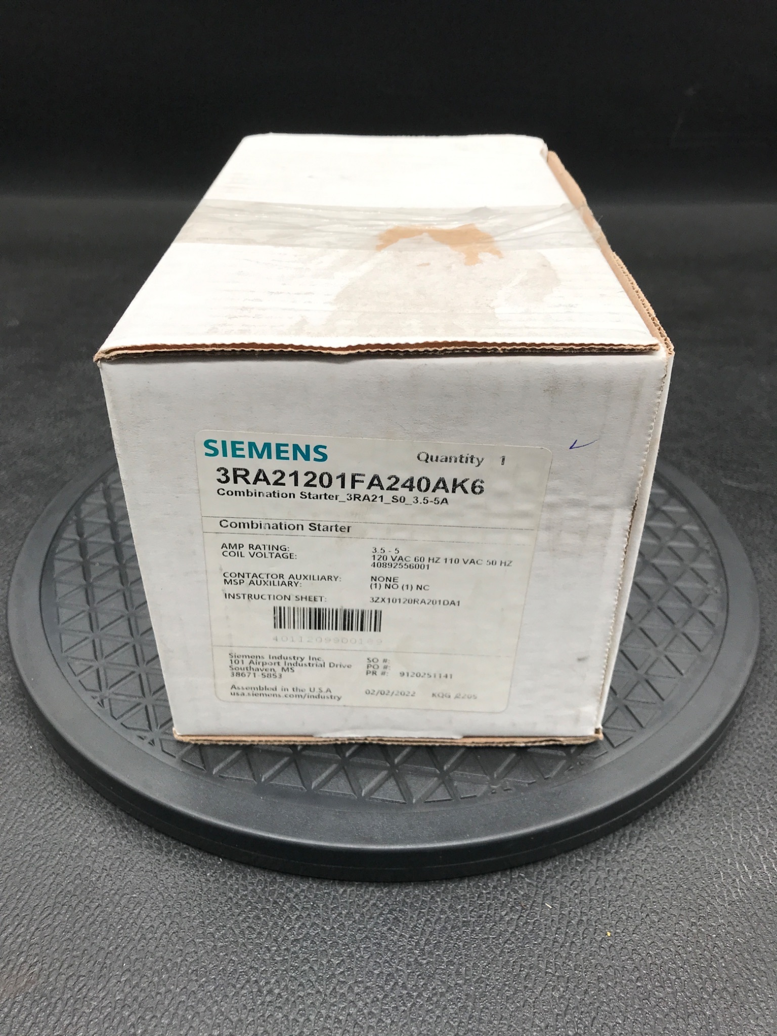 Siemens 3RA2120-1FA24-0AK6 Combination Starter 3.5-5A 120VAC Coil NEW 0