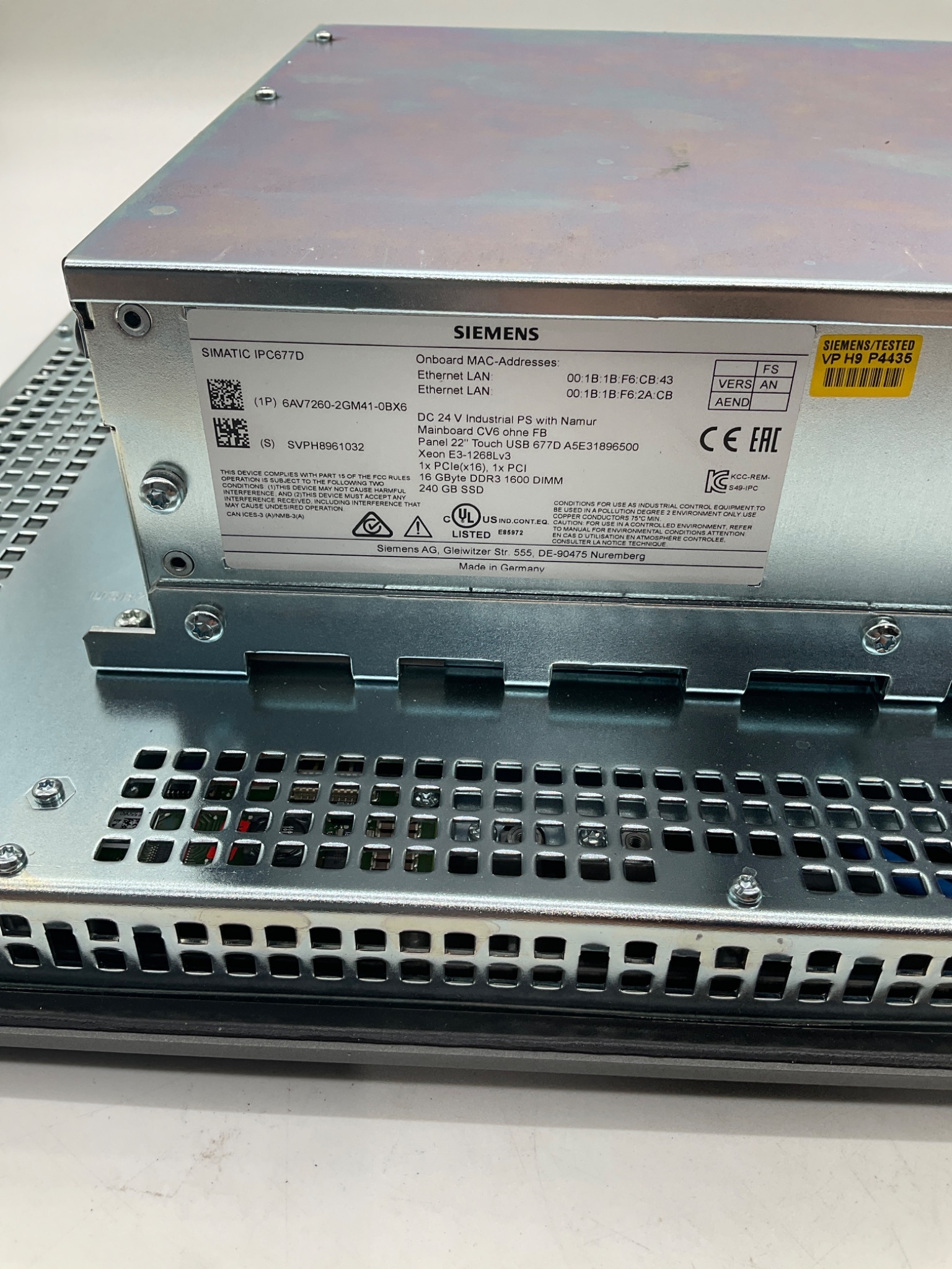 SIEMENS 6AV7260-2GM41-0BX6 SIMATIC IPC677D 22" Touch Panel PC USED 5