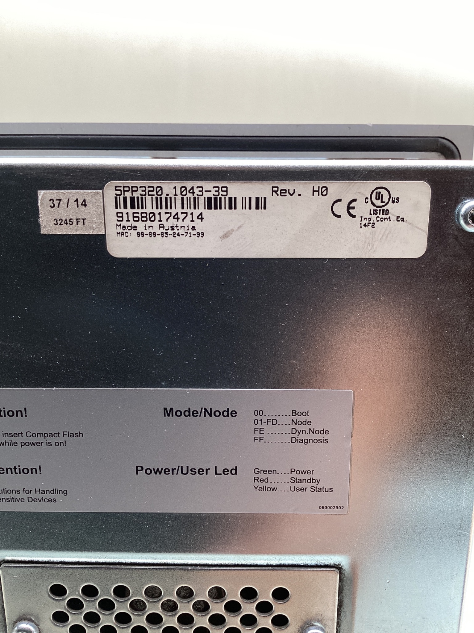 B&R 5PP320.1043-39 Power Panel 300 Touch Operator Panel USED 2