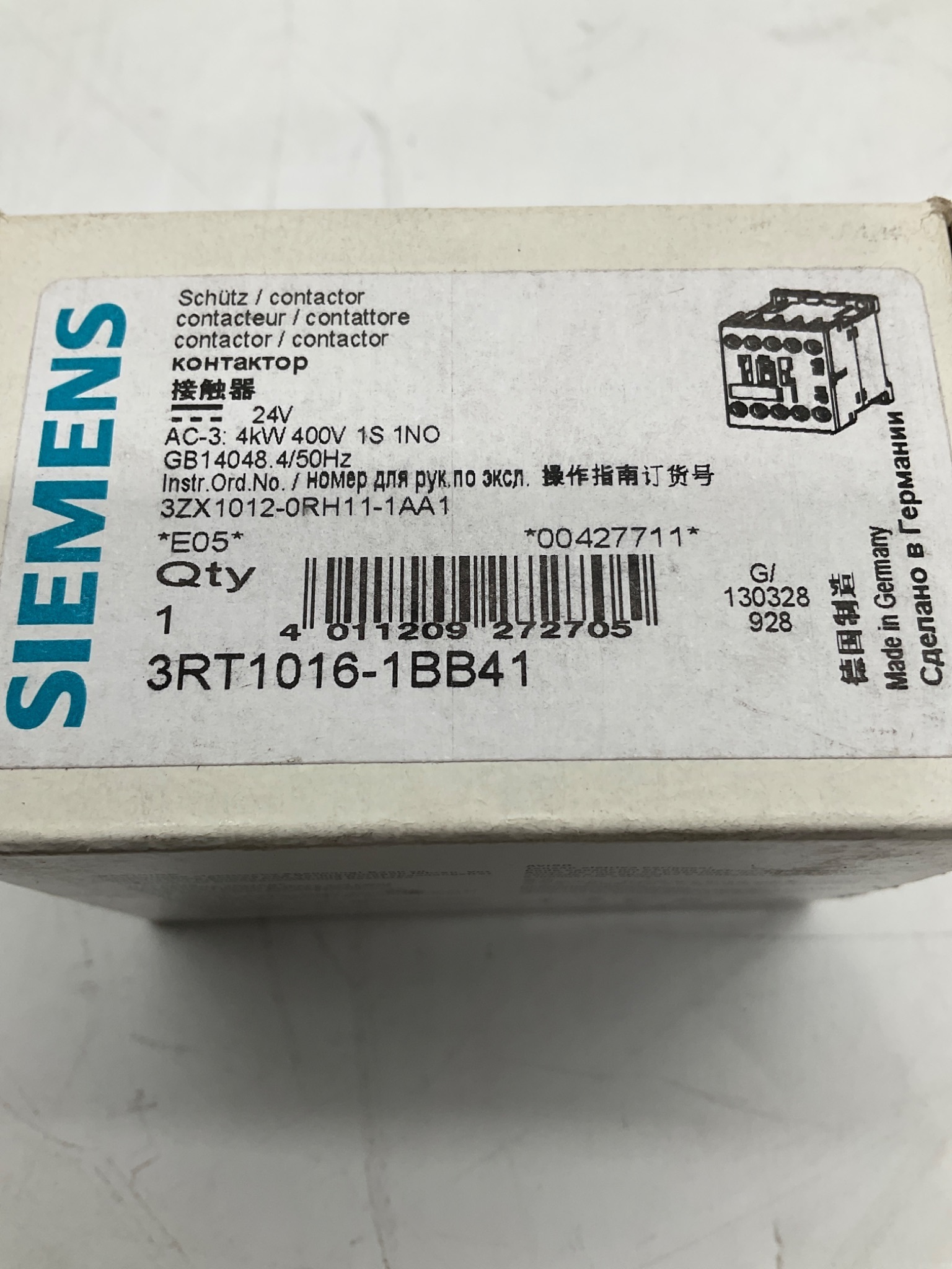 Siemens 3RT1016-1BB41 SIRIUS Contactor 24VDC 1NO 4kW NEW 2