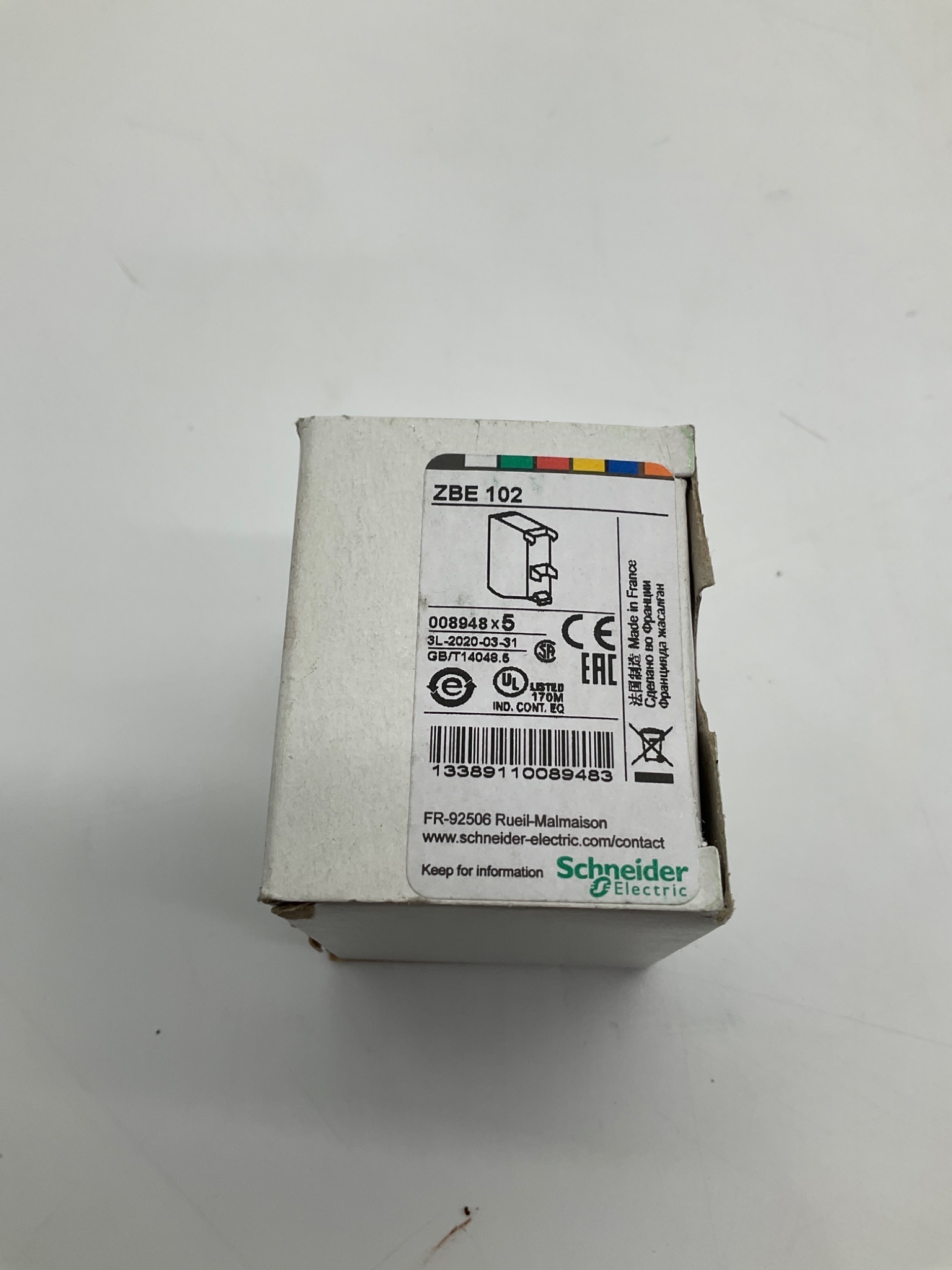 SCHNEIDER ELECTRIC ZBE102 Harmony Contact Block 1NC (Box of 5) NEW 1