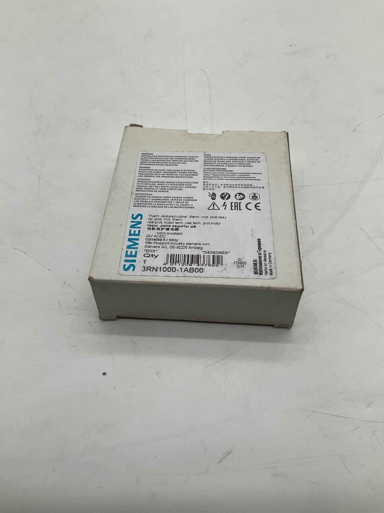 Siemens 3RN1000-1AB00 Thermistor Motor Protection Relay 24VAC/DC NEW 0