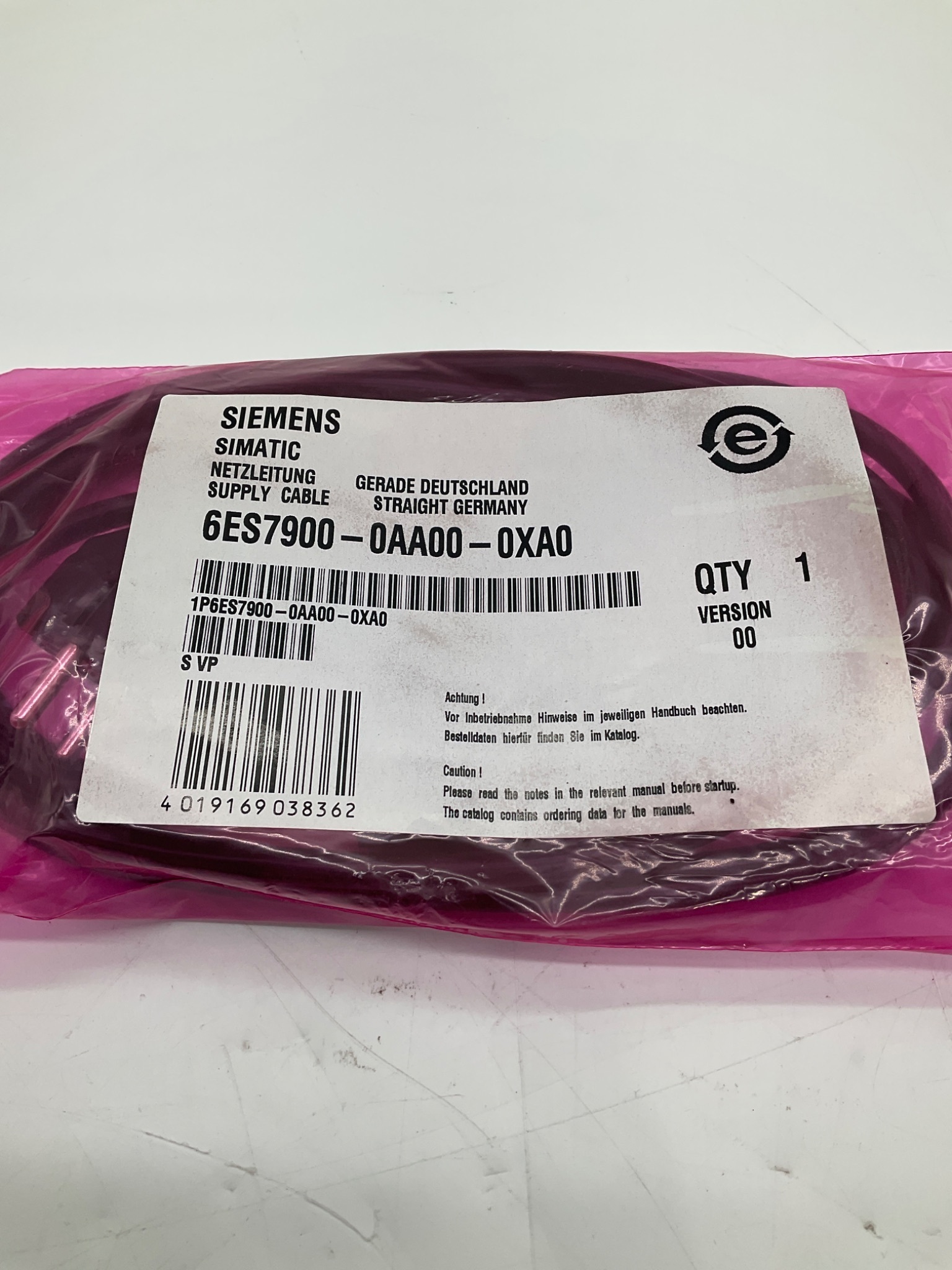 SIEMENS 6ES7900-0AA00-0XA0 SIMATIC Supply Cable NEW 1