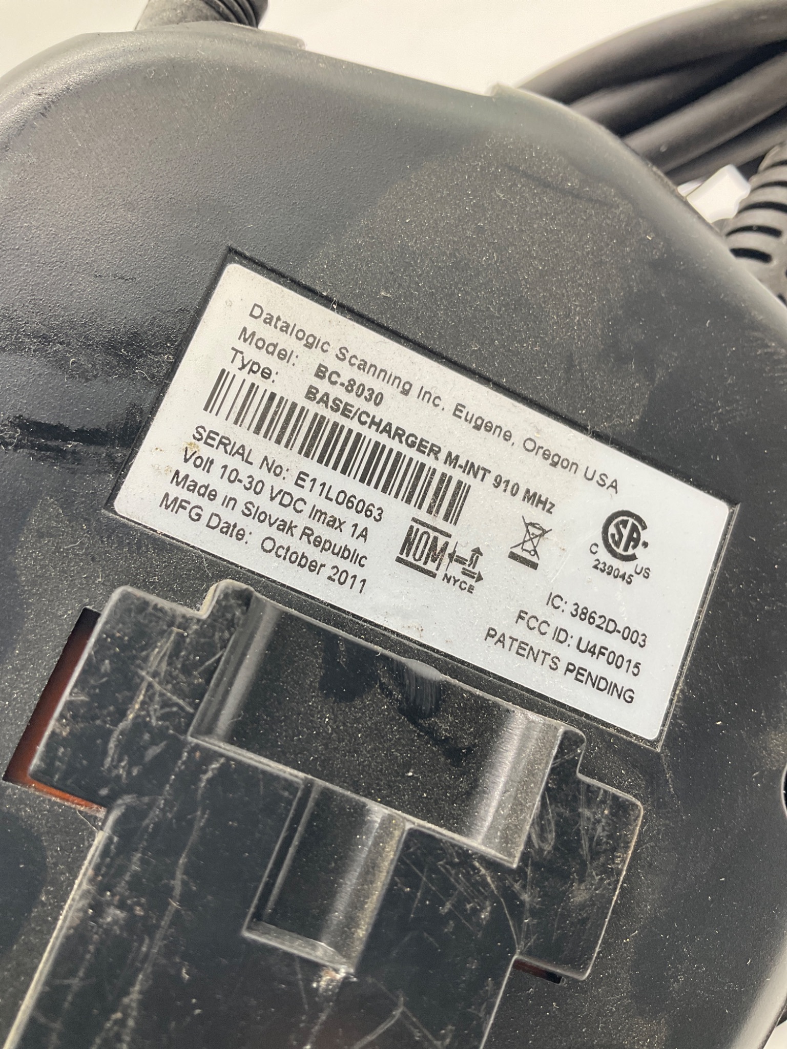 DATALOGIC BC-8030 PowerScan Base/Charger With PowerScan M8500 Scanner USED 7