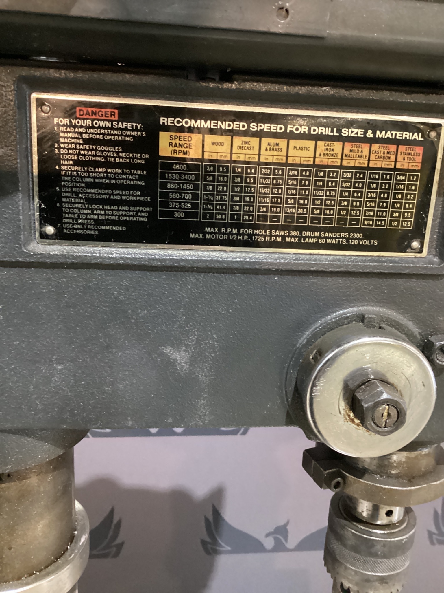 SEARS ROEBUCKS 113.213850 15" Floor Drill Press 12-Speed 1/2HP USED 1