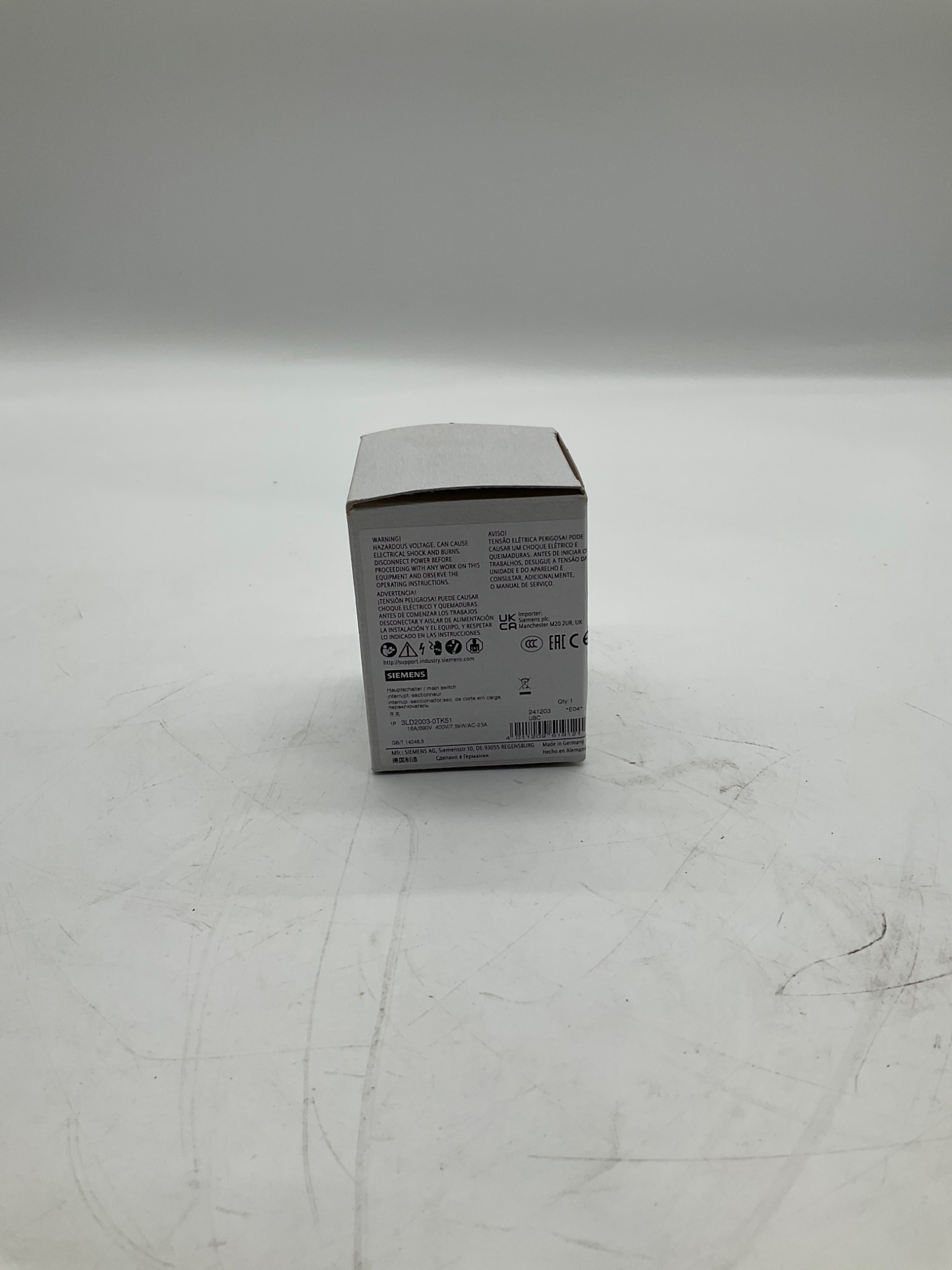 Siemens 3LD2003-0TK51 Main Switch 16A 690V 1-Pole NEW 0