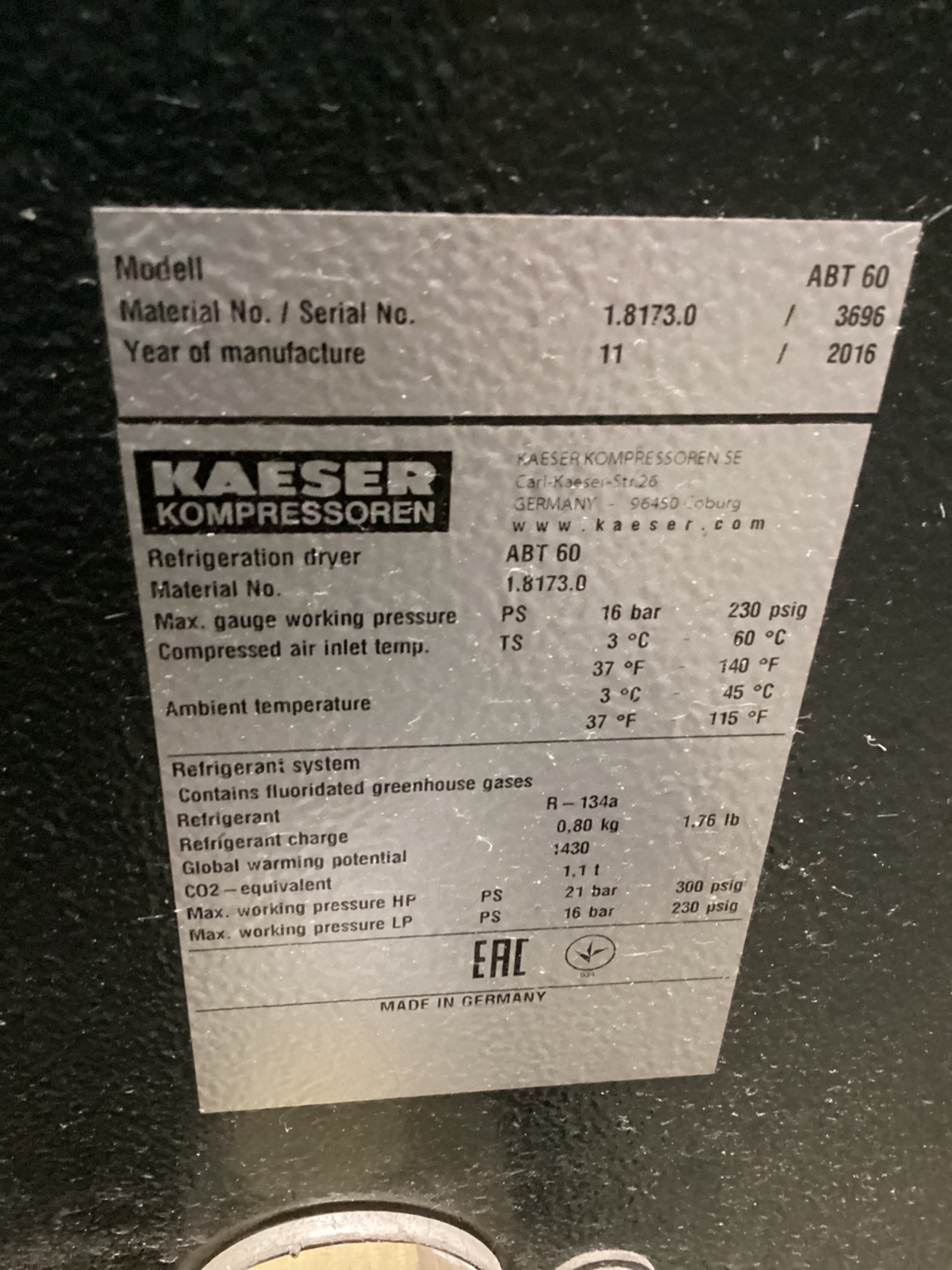 Kaeser ASD 25 T Rotary Screw Air Compressor with ABT 60 Dryer & ANKCF50 Oil-Water Separator USED 5