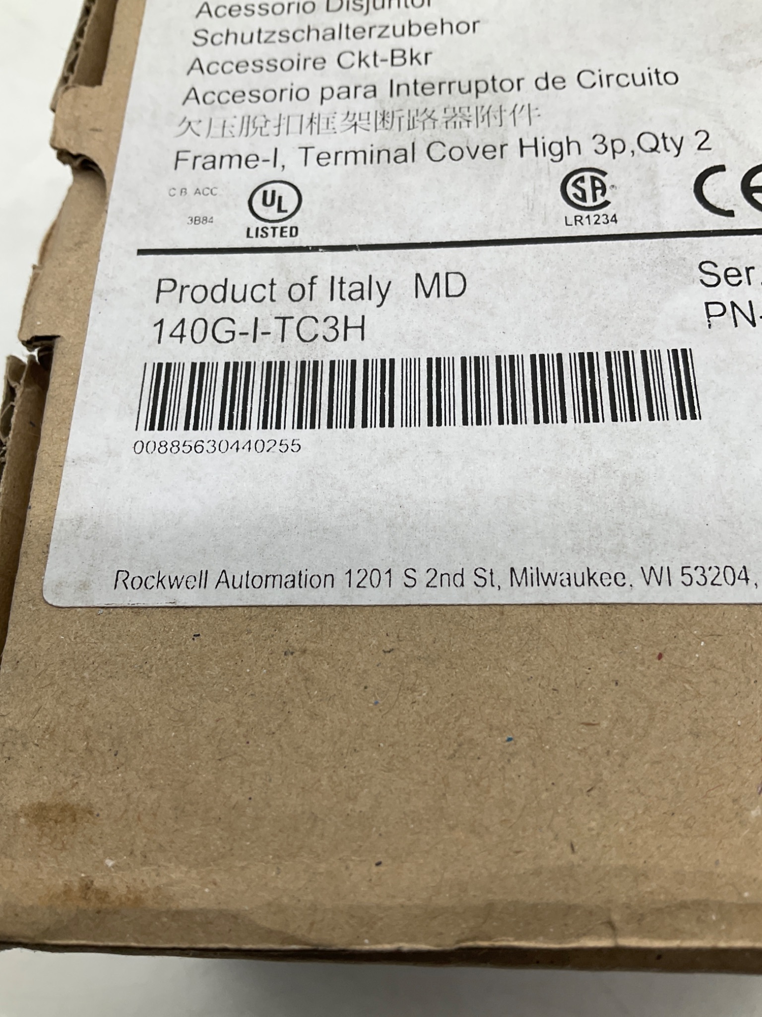 Allen-Bradley 140G-I-TC3H Frame I High Terminal Cover 3-Pole (Qty 2) NEW 1
