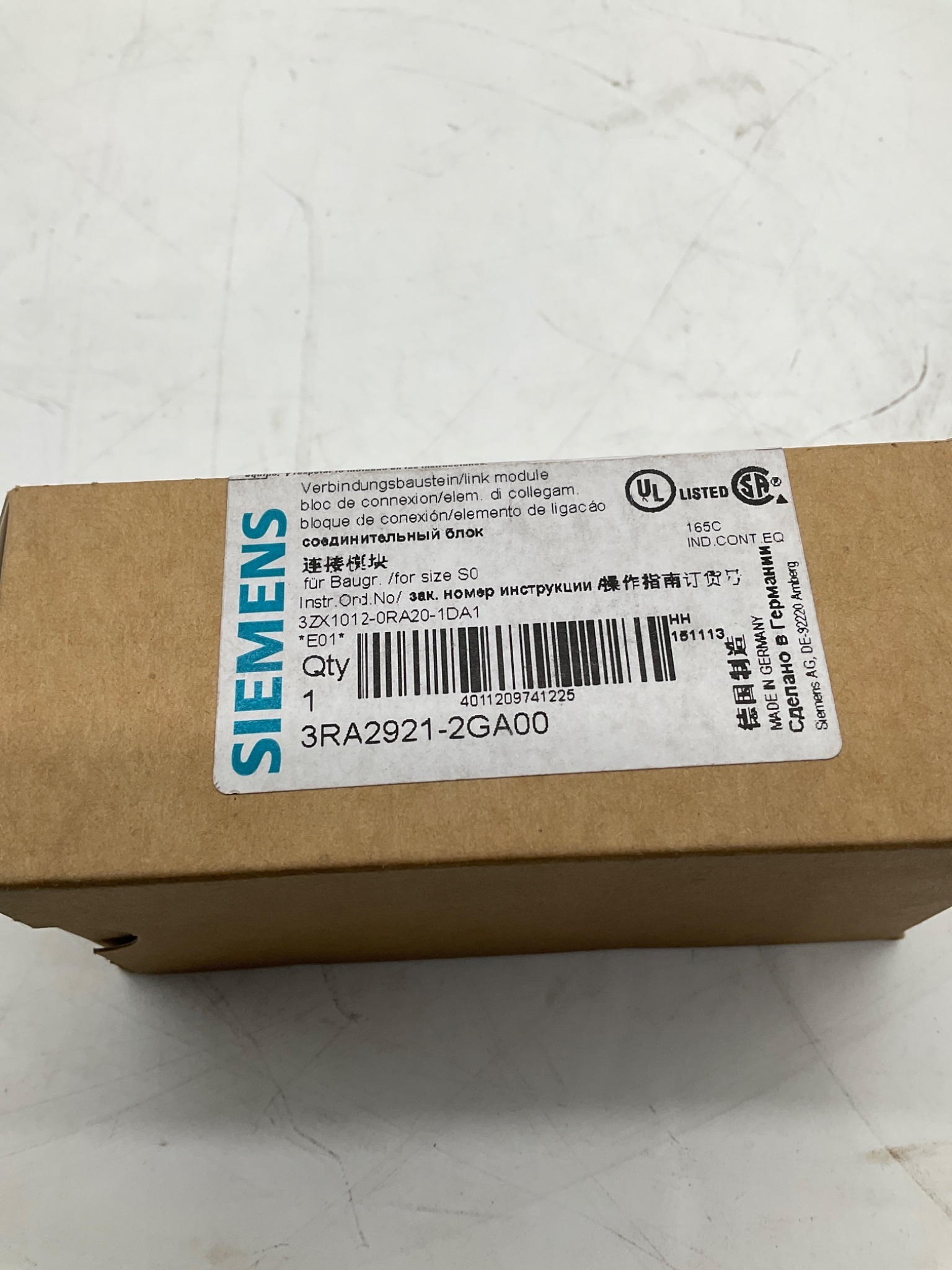 Siemens 3RA2921-2GA00 Link Module Size S0 NEW 1