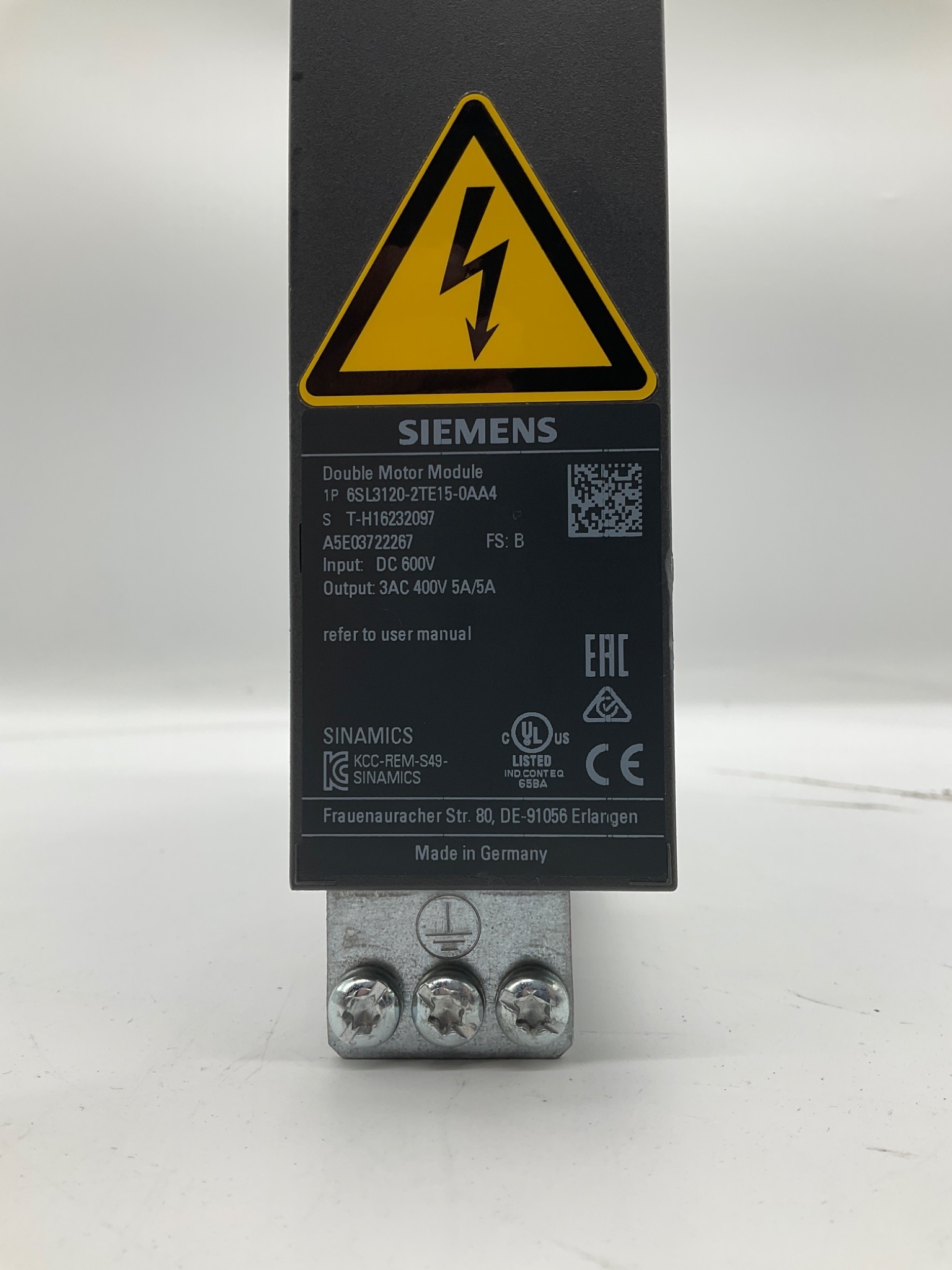 SIEMENS 1P 6SL3120-2TE15-0AA4 SINAMICS Double Motor Module USED 1
