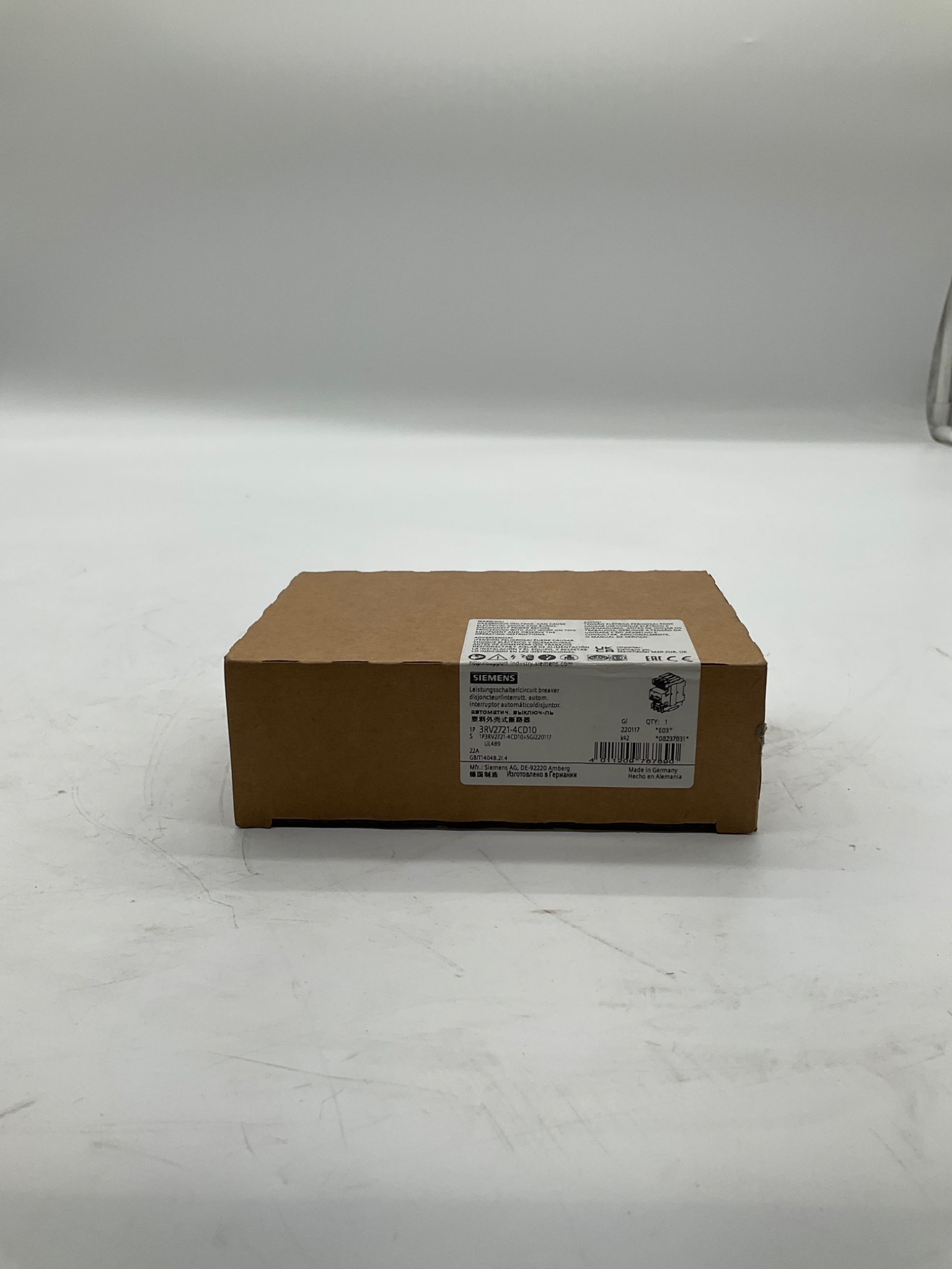 Siemens 3RV2721-4CD10 Circuit Breaker 22A 1-Pole UL489 NEW 2