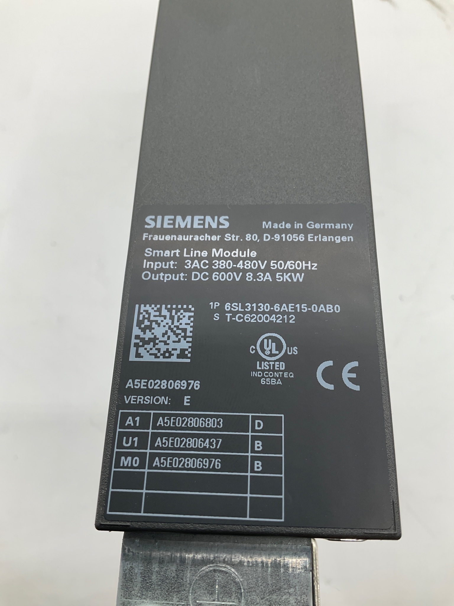 SIEMENS 1P 6SL3130-6AE15-0AB0 SINAMICS Smart Line Module USED 1