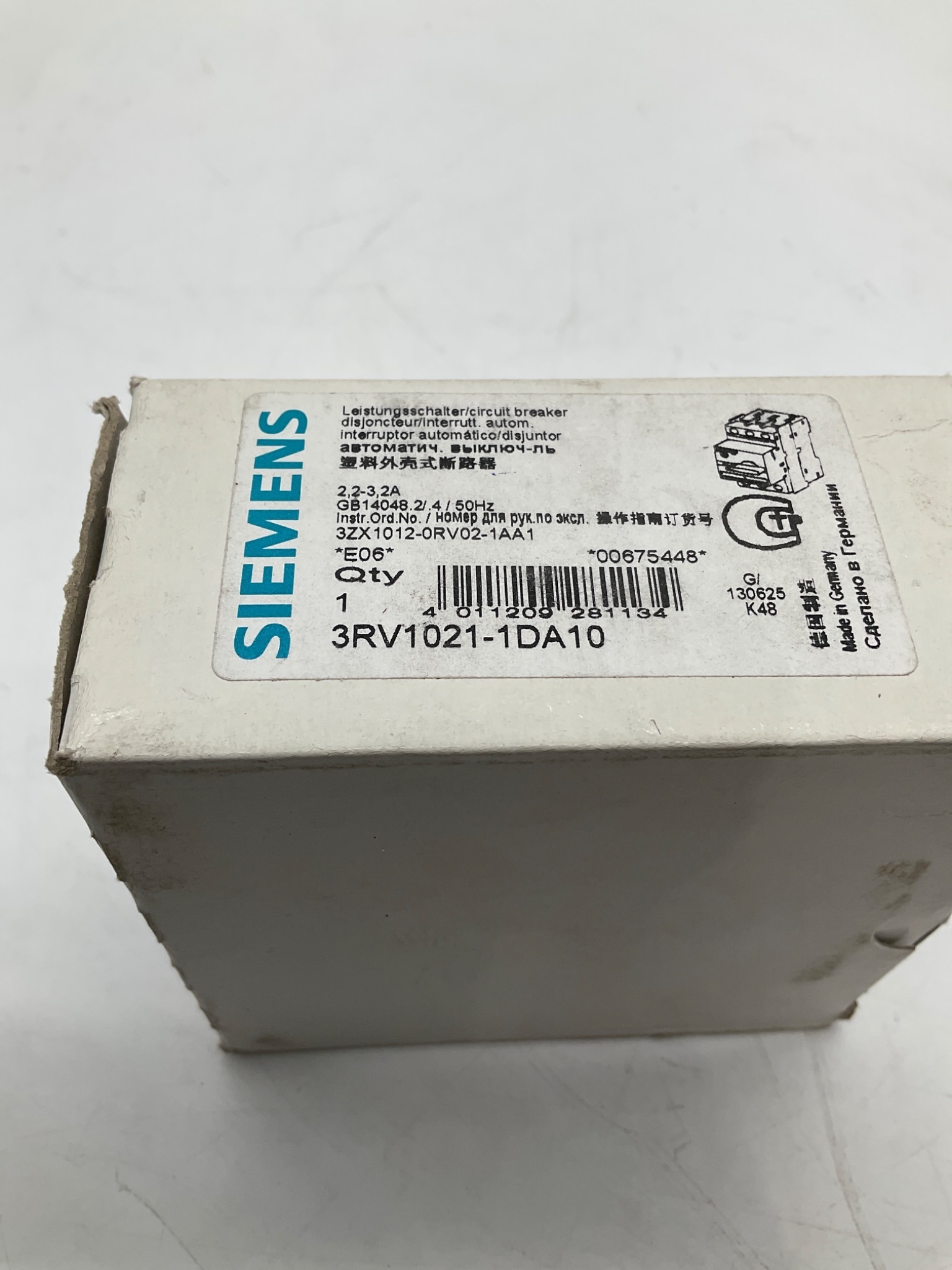 SIEMENS 3RV1021-1DA10 SIRIUS Motor Protection Circuit Breaker NEW 2