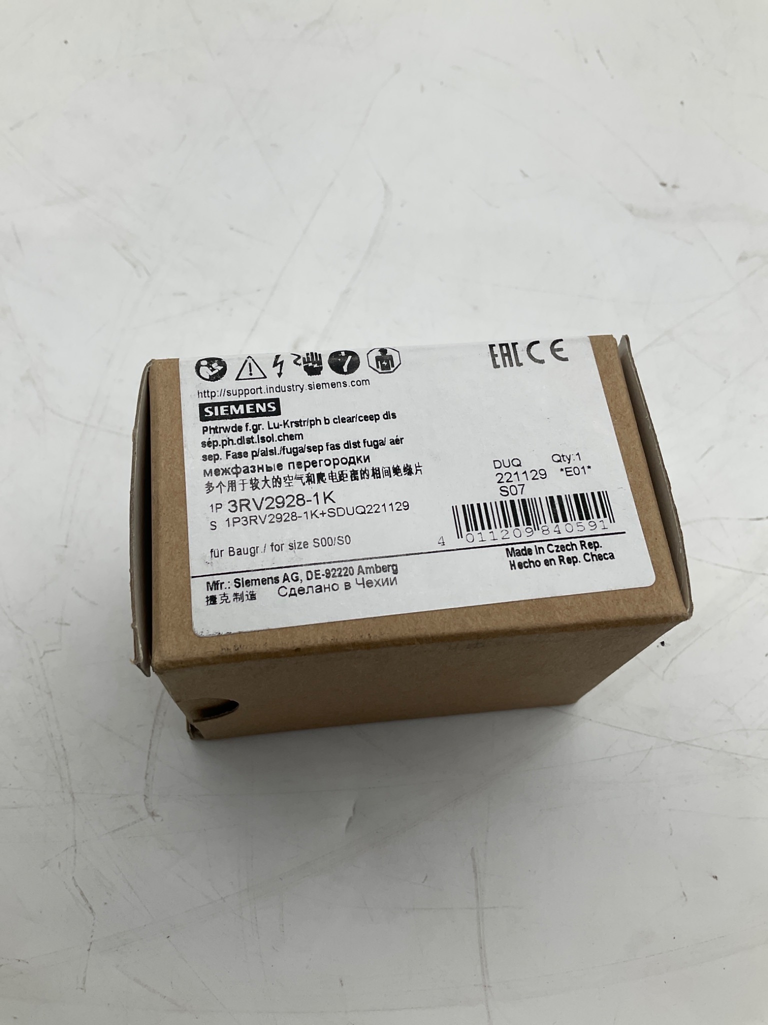SIEMENS 3RV2928-1K Phase Barrier For 3RV2 S00/S0 Motor Protection Breakers NEW 2