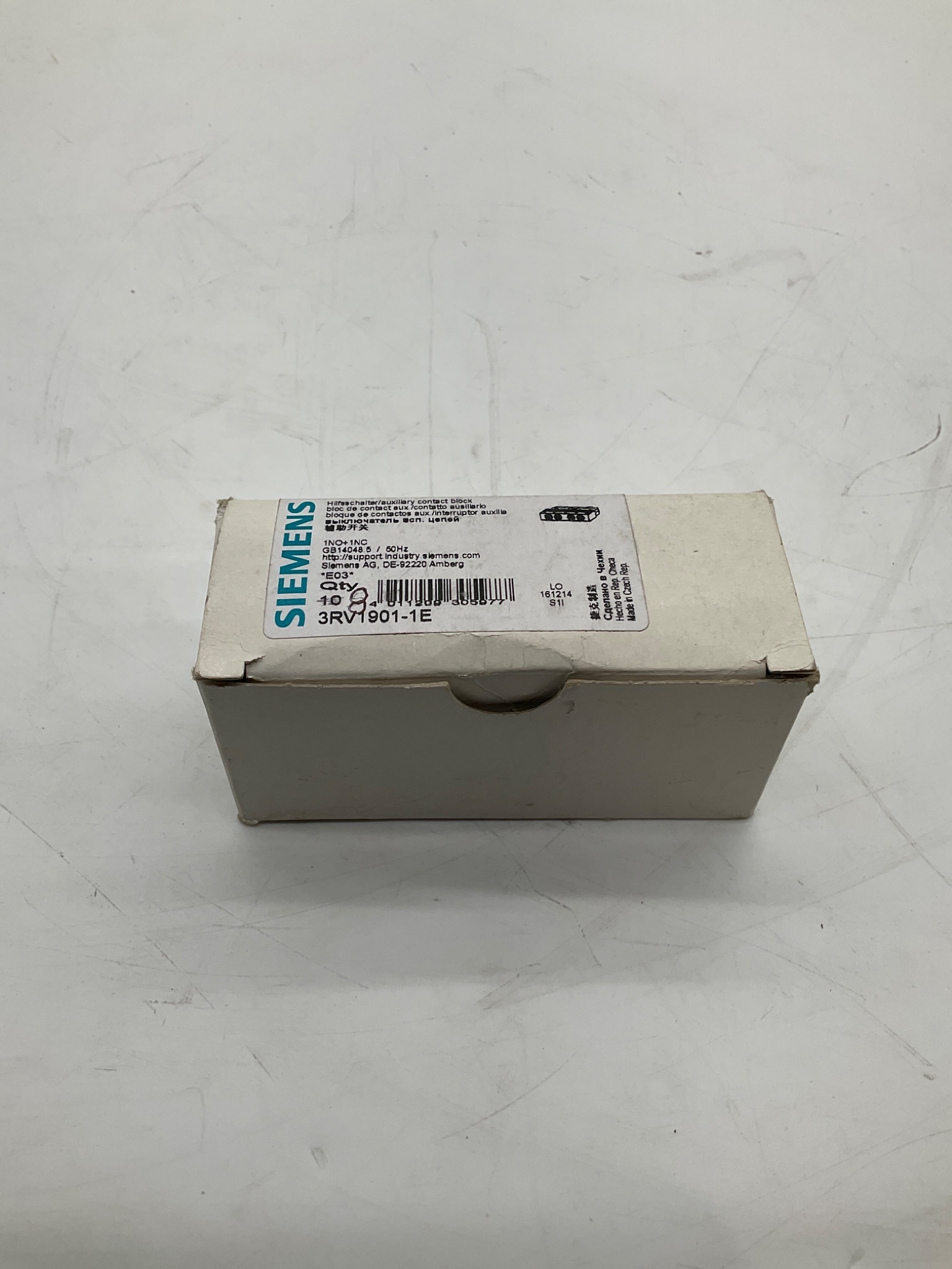SIEMENS 3RV1901-1E Auxiliary Contact Block 1NO+1NC (Lot Of 8) NEW 0