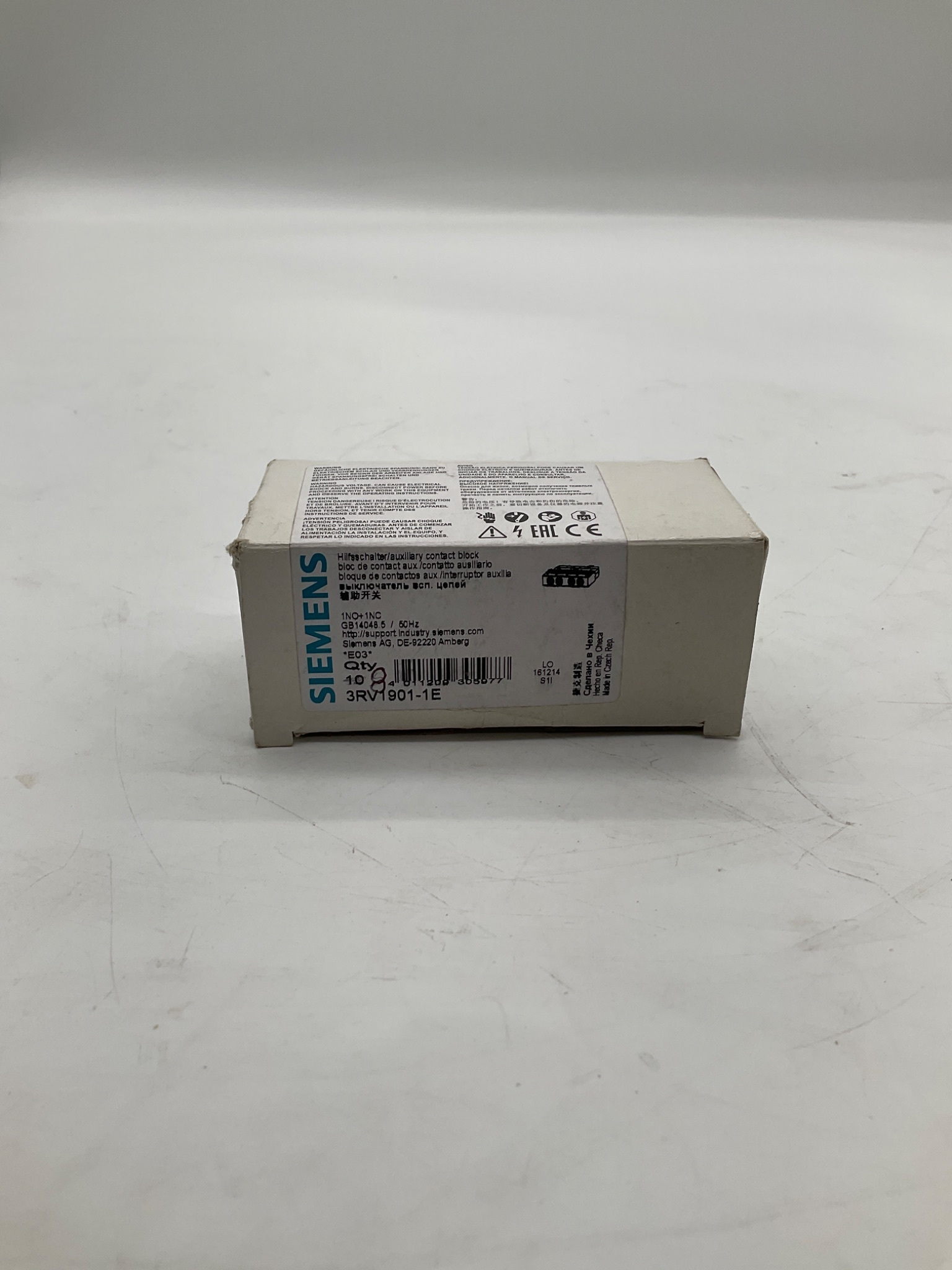 SIEMENS 3RV1901-1E Auxiliary Contact Block 1NO+1NC (Lot Of 8) NEW 2