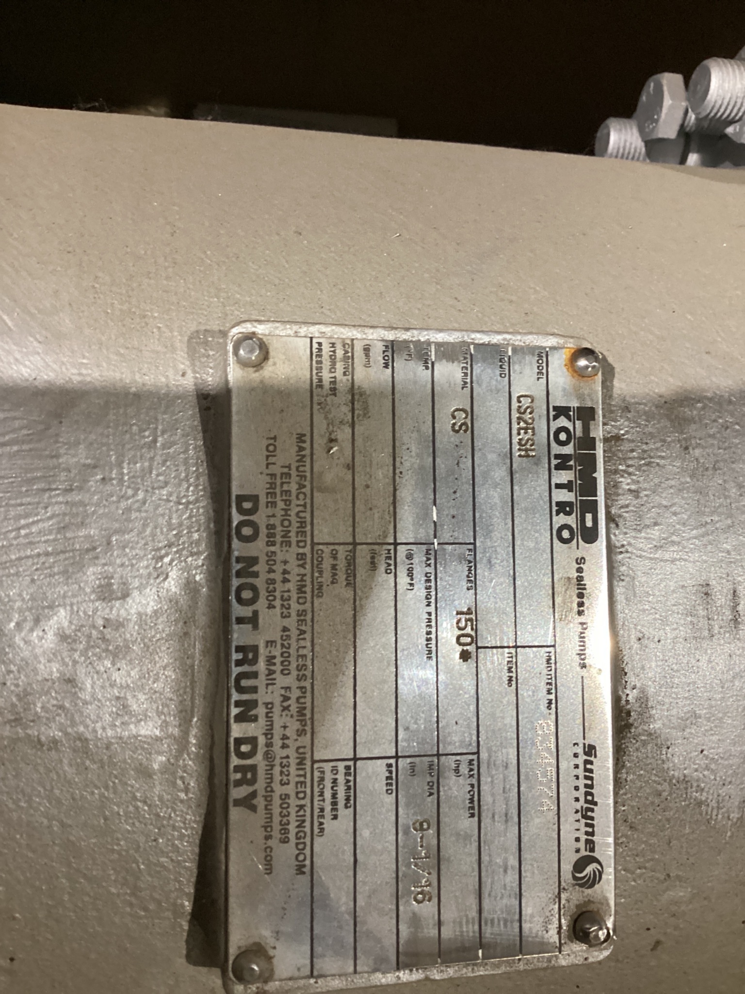 HMD KONTRO CS2ESH Sealless Centrifugal Pump NEW 2