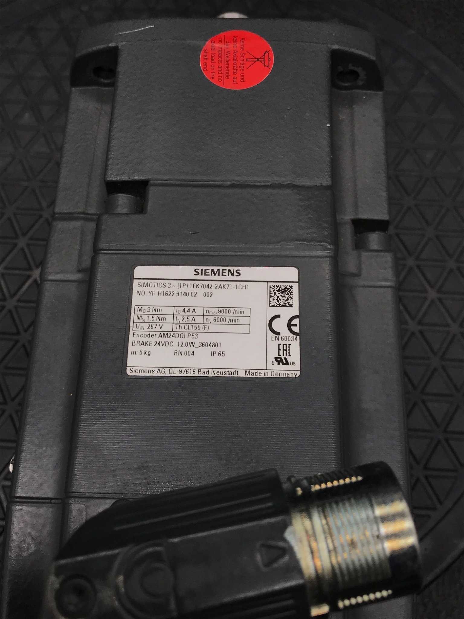 SIEMENS 1FK7042-2AK71-1CH1 SIMOTICS S Servo Motor USED 6