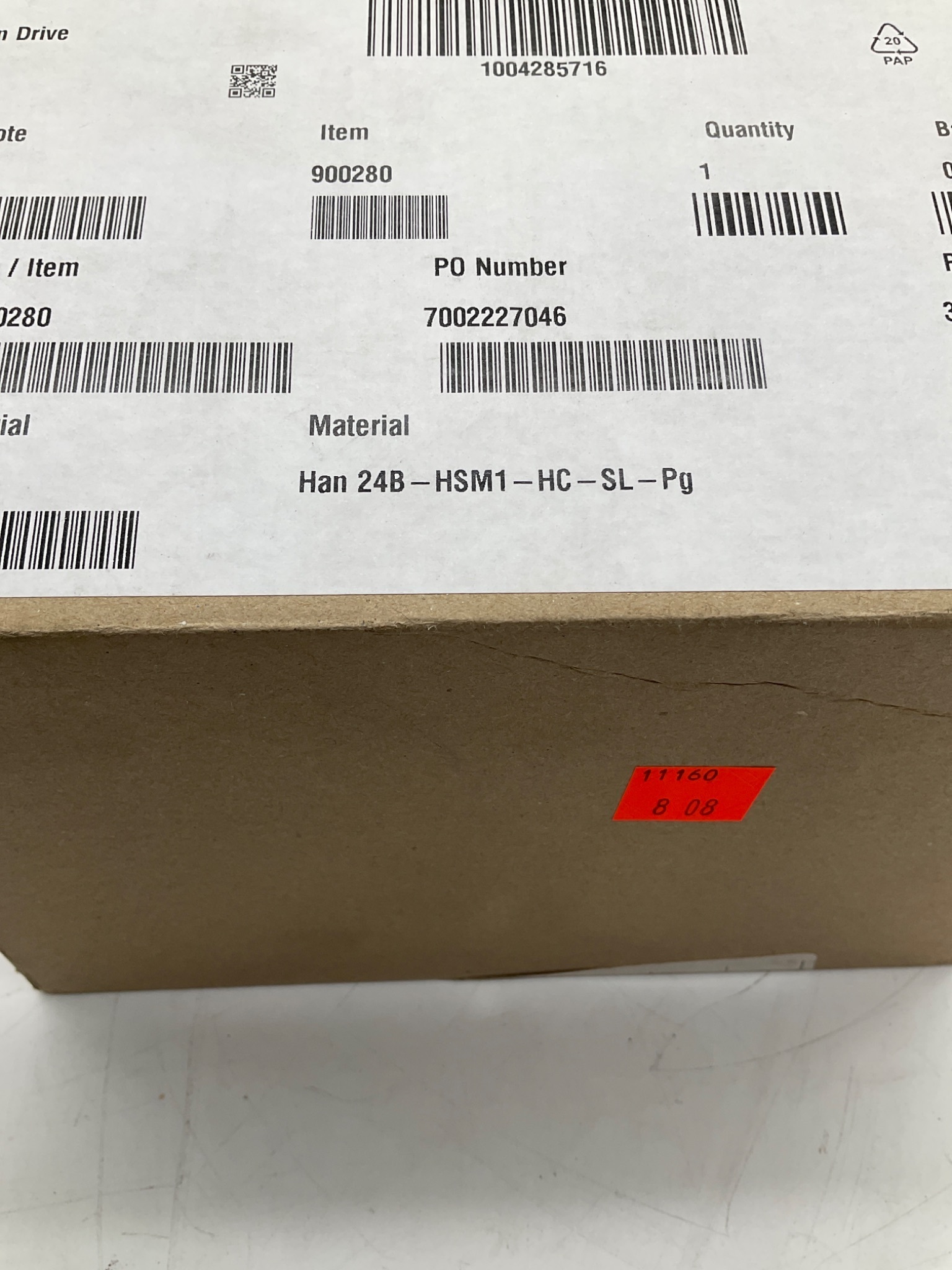 HARTING HAN 24B-ASG1-LB-29 Bulkhead Mounted Hood 09300240251 NEW 3