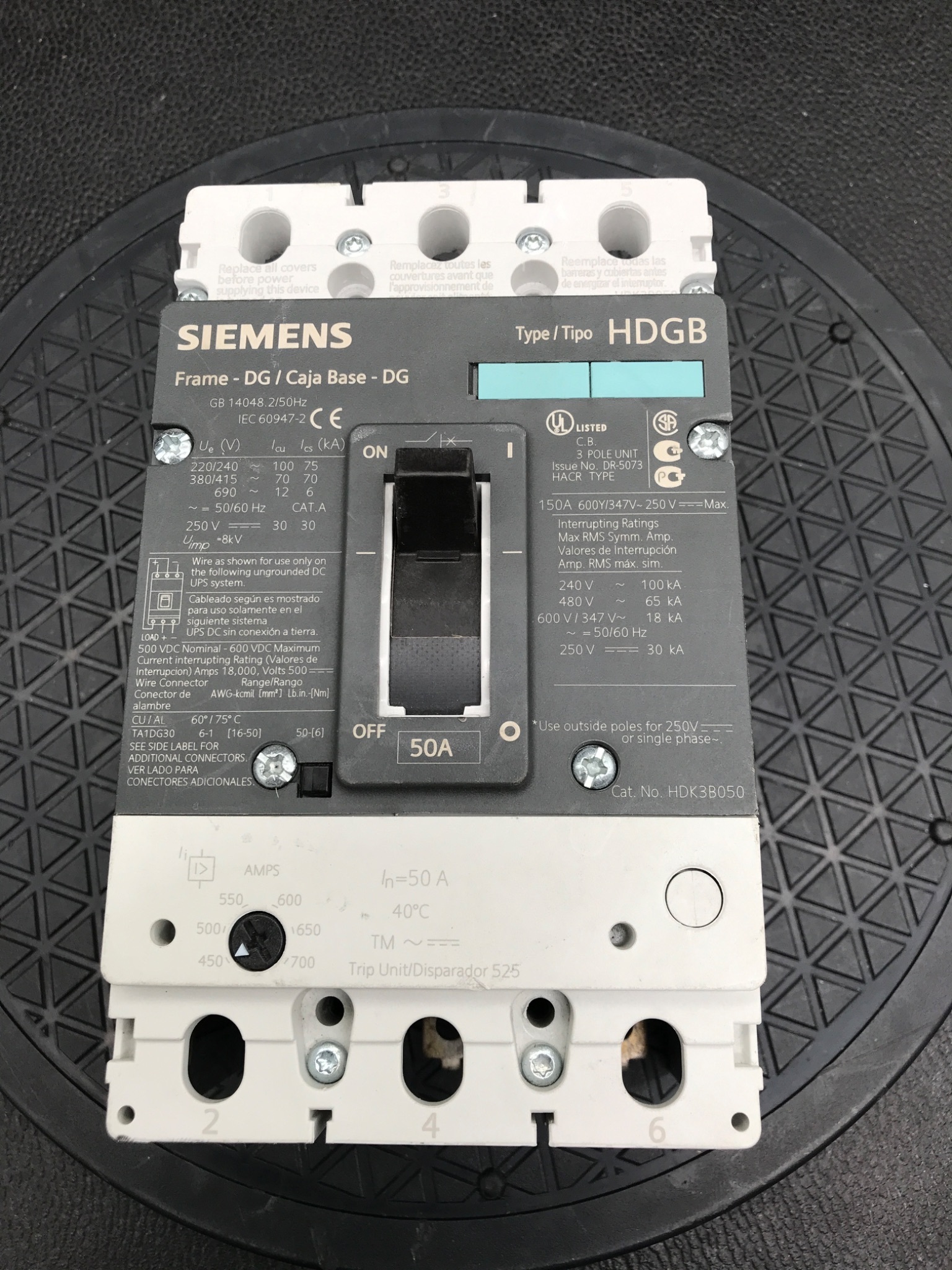SIEMENS 3VL2515-3RR30-0AA0 50A 3-Pole Molded Case Circuit Breaker USED 5