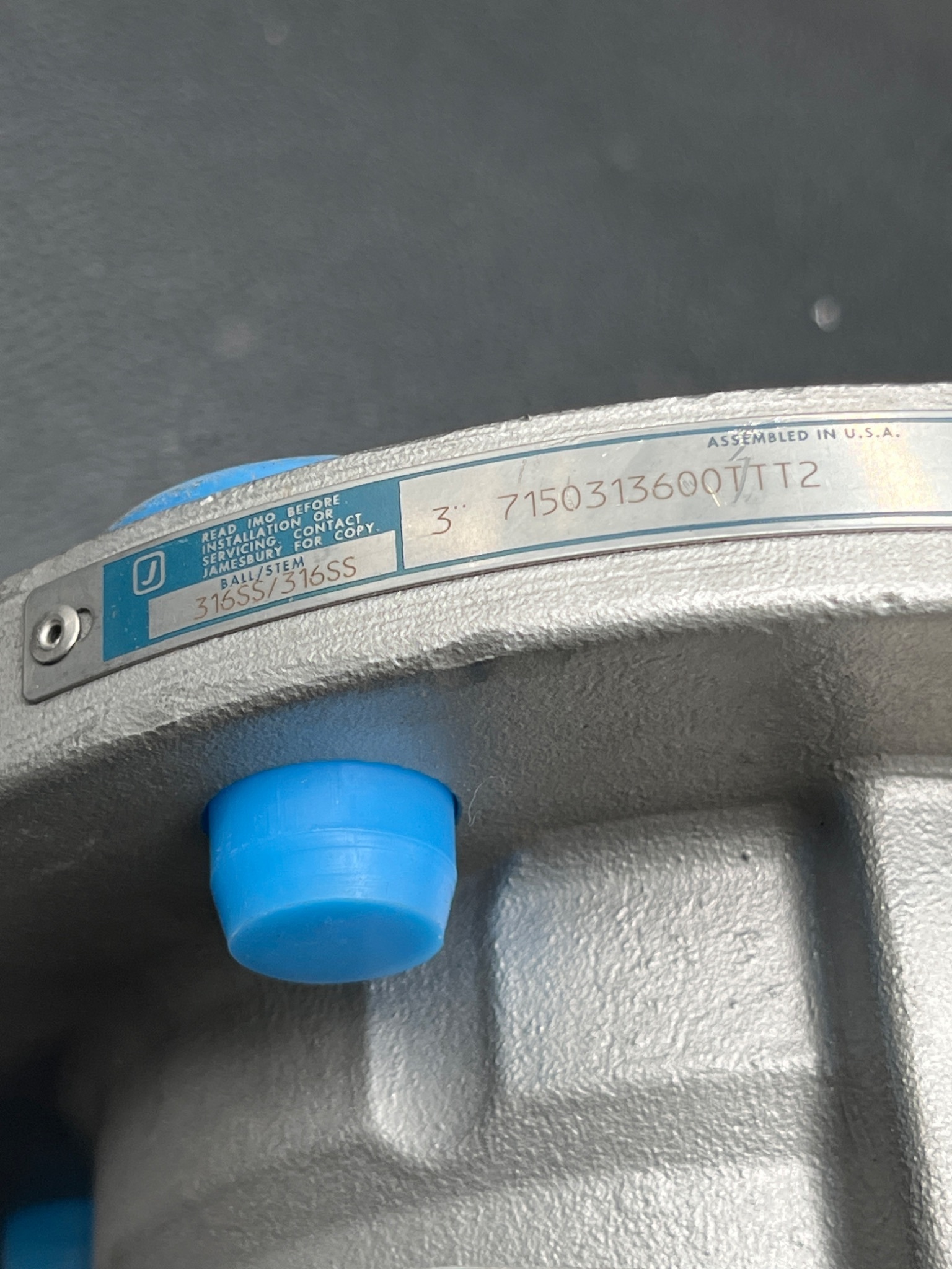 JAMESBURY 3" 7150313600TTT2 Ball Valve NEW 5
