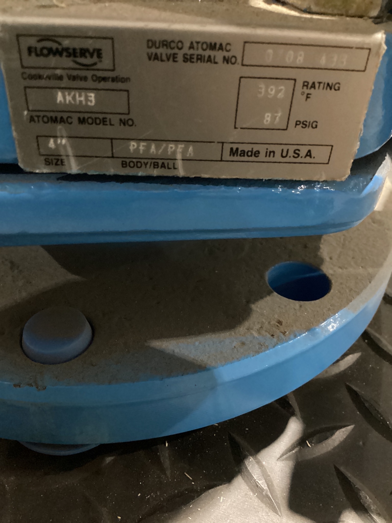 FLOWSERVE DURCO ATOMAC AKH3 PFA Lined Control Valve 4in 87 PSIG NEW 3