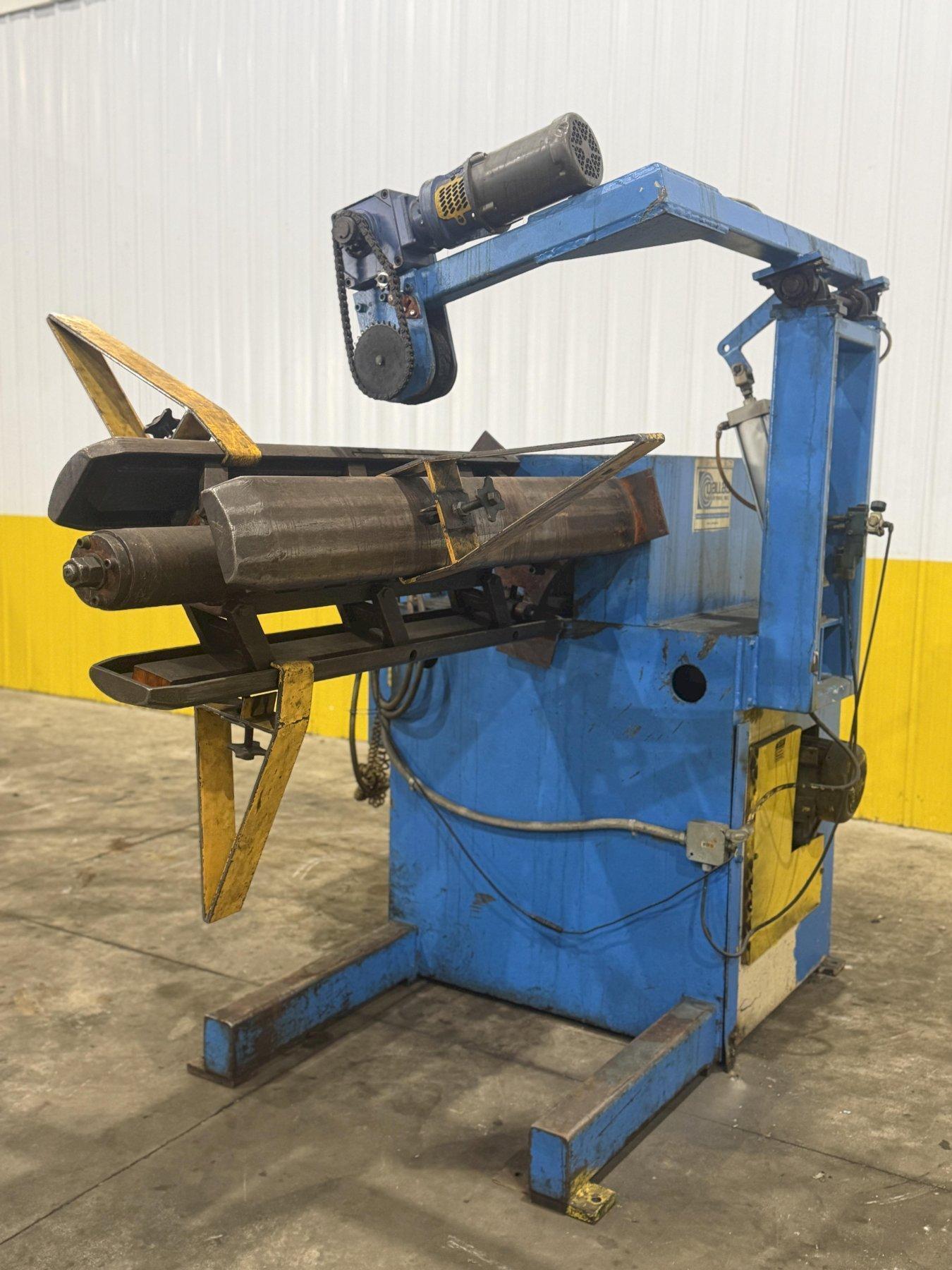 12,000 L B X 48” DALLAS MODEL #DPR-12000 X 48 RH MOTORIZED COIL REEL UNCOILER USED 1