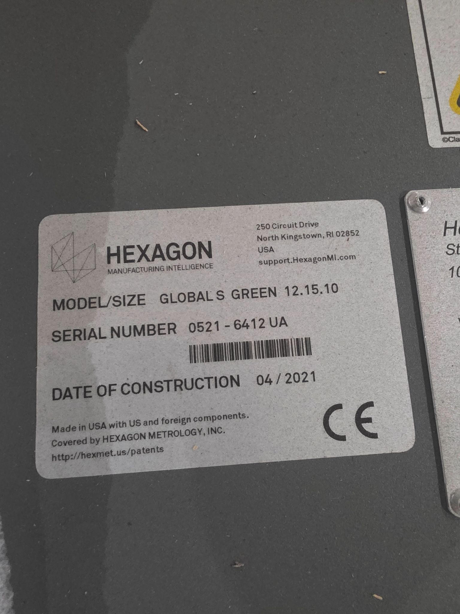 HEXAGON GLOBAL S GREEN 12.15.10 COORDINATE MEASURING MACHINE CMM SYSTEM USED 12