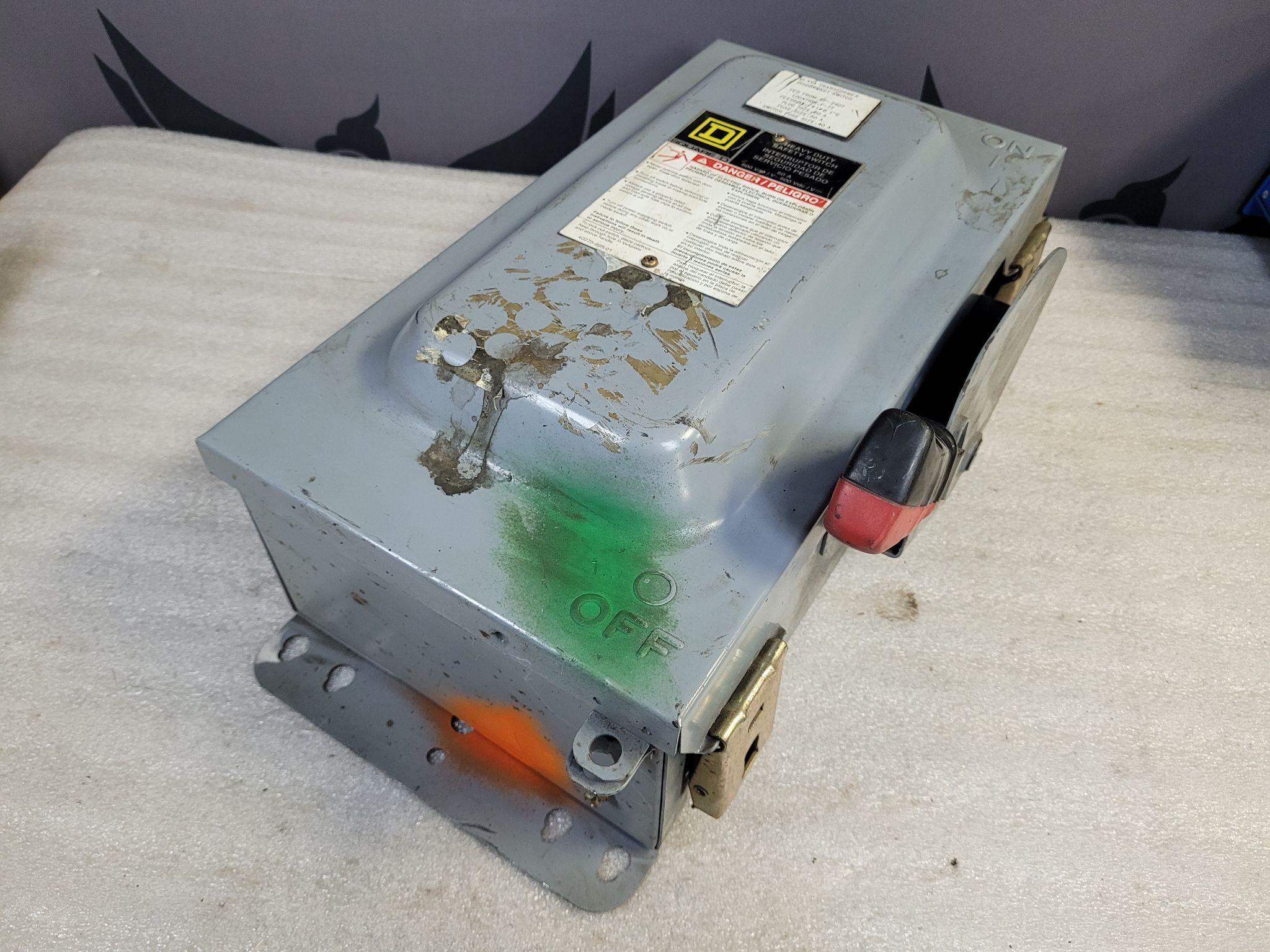 SQUARE D H362AWK 60A 600V 3-Pole Heavy Duty Fusible Safety Switch NEMA 3R/12 USED 0