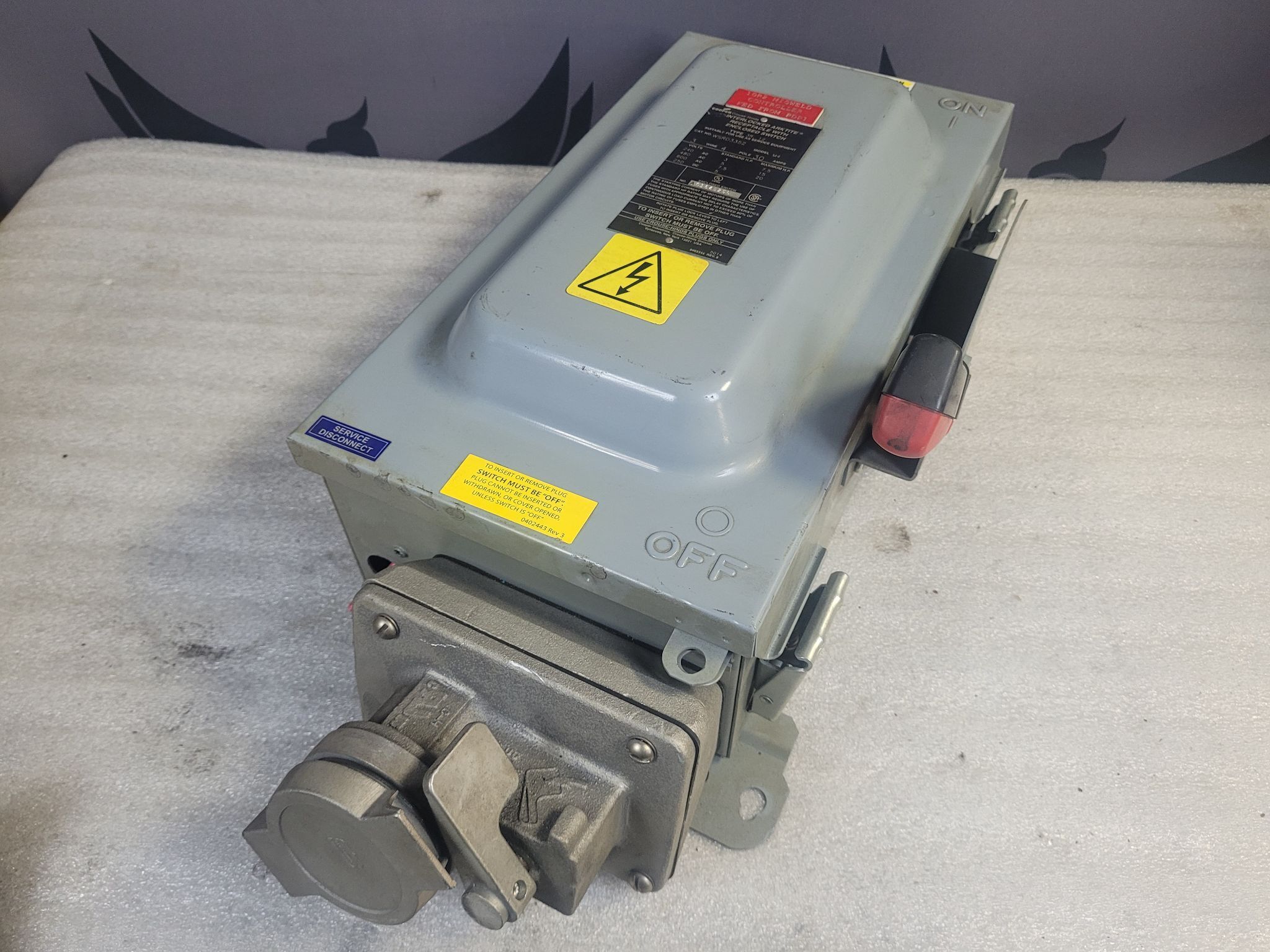 COOPER CROUSE-HINDS WSRD3352 30A 600V 3W4P Disconnect Switch USED 0