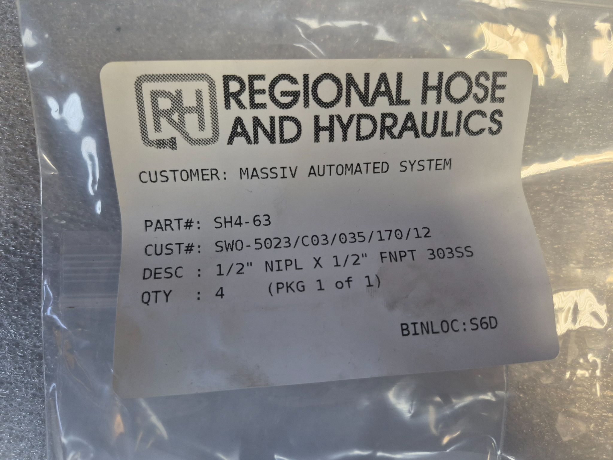PARKER SH4‑63 Hydraulic Quick Couplings 1/2"-14 FNPT NEW (4‑Pack) 2