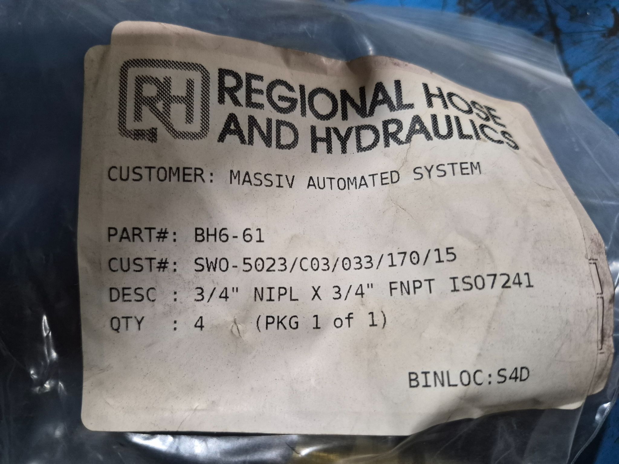 Parker BH6‑61 Hydraulic Quick Connect Nipple 3/4" FNPT NEW 2