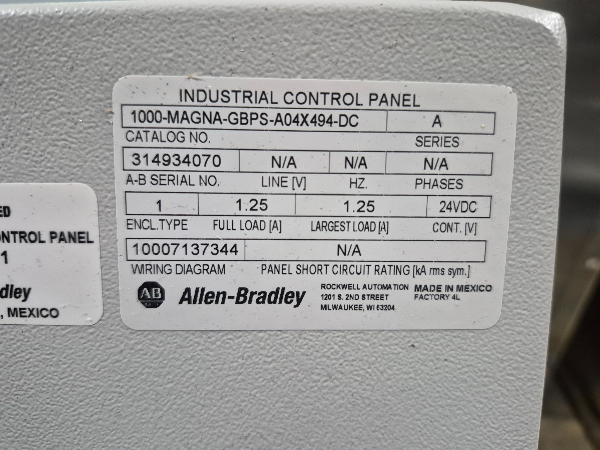 Allen‑Bradley 1000‑MAGNA‑GBPS‑A04X494‑DC HMI Control Panel NEW 3