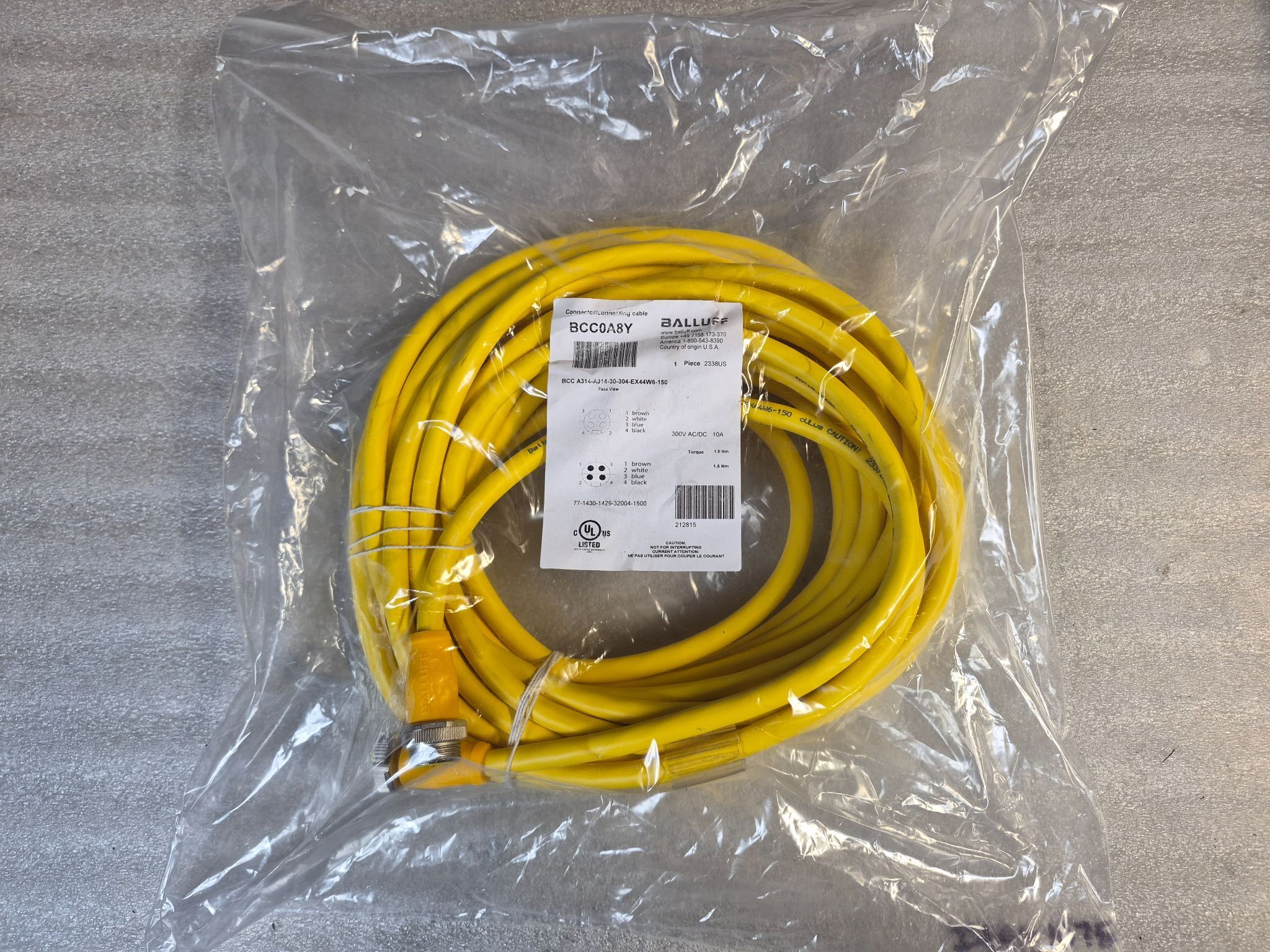 BALLUFF BCC A314-A314-30-304-EX44W6-150 Industrial Connecting Cable BCC0A8Y NEW 0