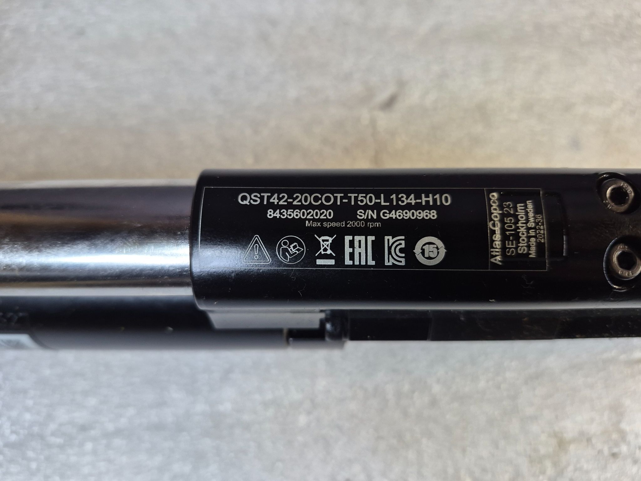 ATLAS COPCO 8435 6020 20 / QST42‑20COT‑T50‑L134‑H10 Off‑Set Fixtured QST Nutrunner NEW NO BOX 5