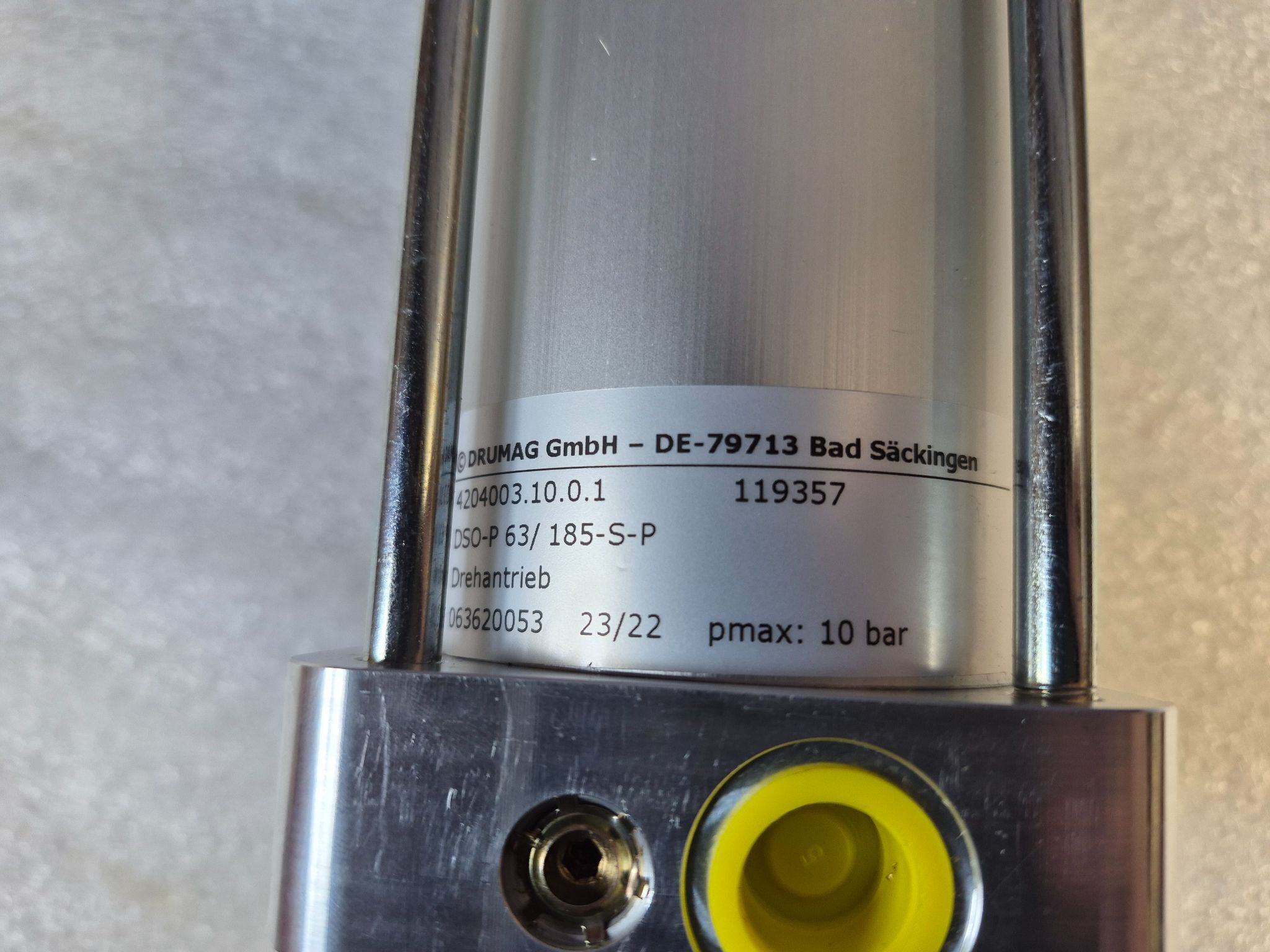 DRUMAG DSO‑P63/185‑S‑P Pneumatic Rotary Actuator NEW 3