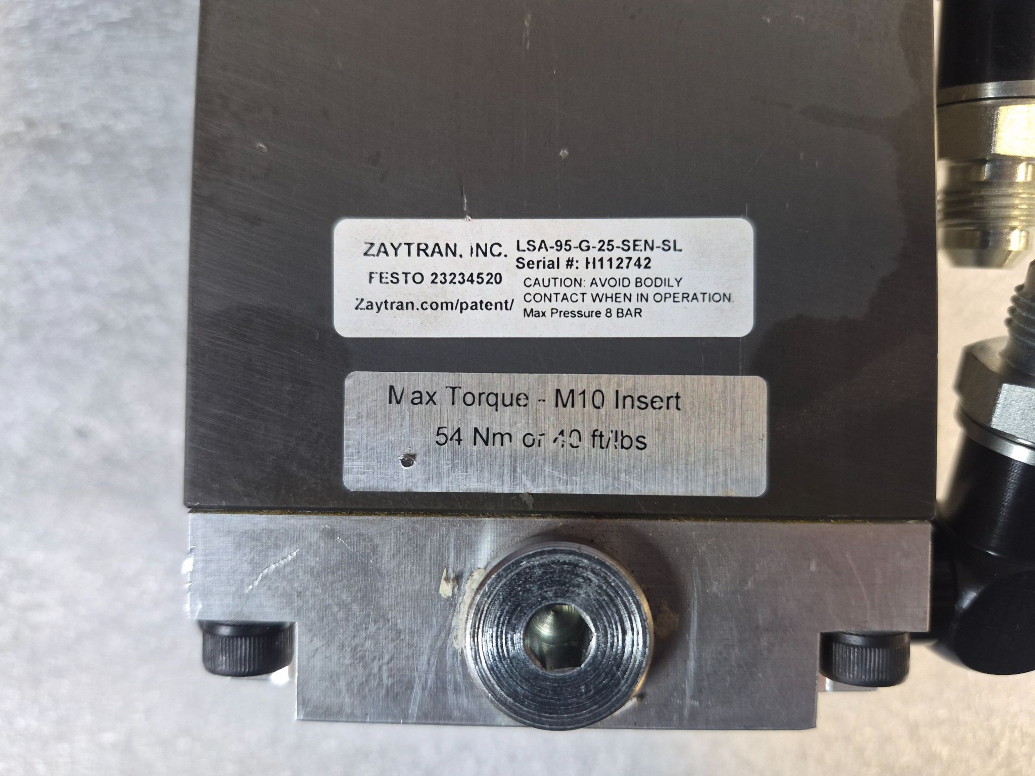 ZAYTRAN LSA-95-G-25-25-SEN-SL Pneumatic Actuator USED 2