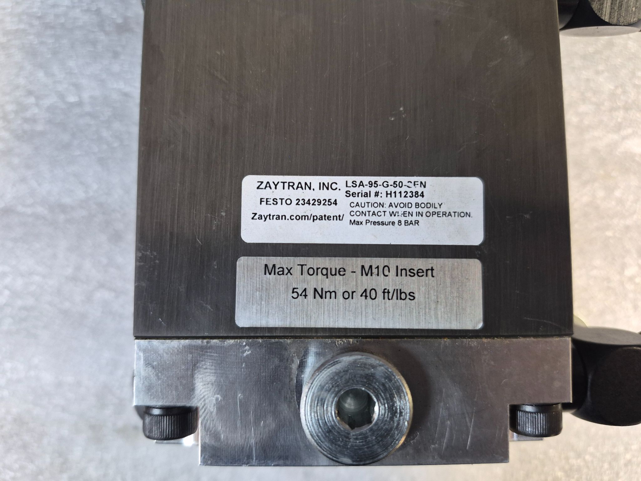 ZAYTRAN LSA‑95‑G‑50‑SEN Pneumatic Shot Pin Actuator USED 3
