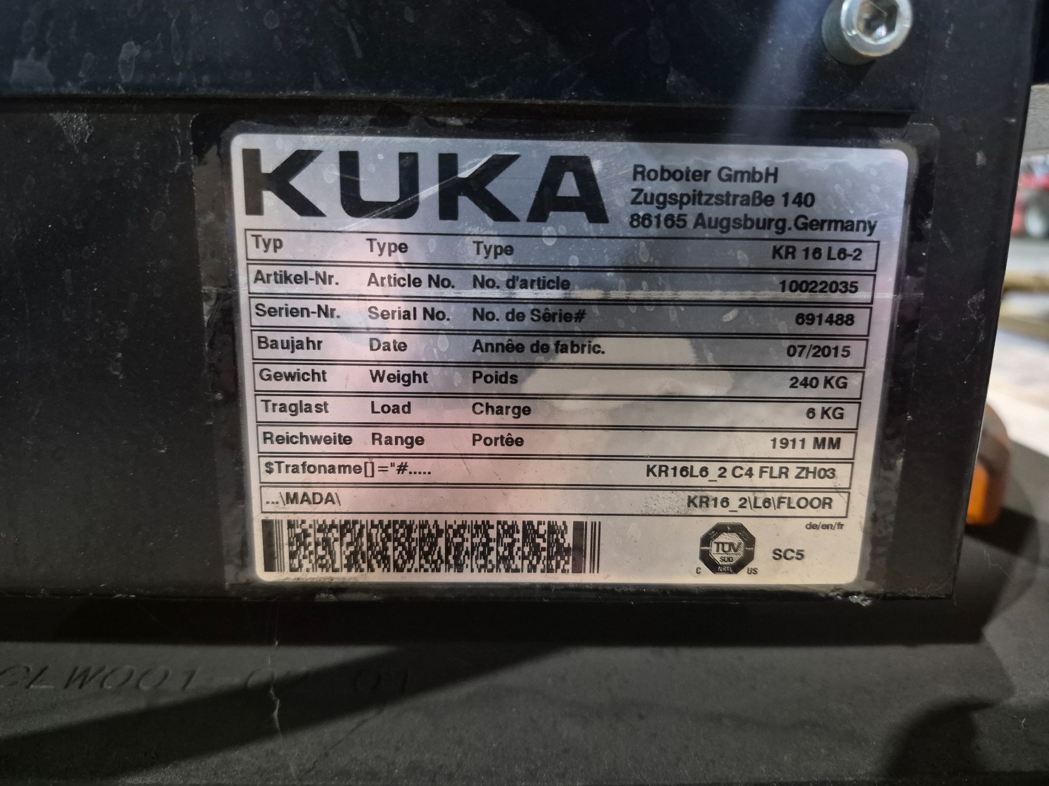 KUKA KR 16 L6-2 Robot Complete w/ KR C4 NA Controls NEW (Missing Pendant) 5