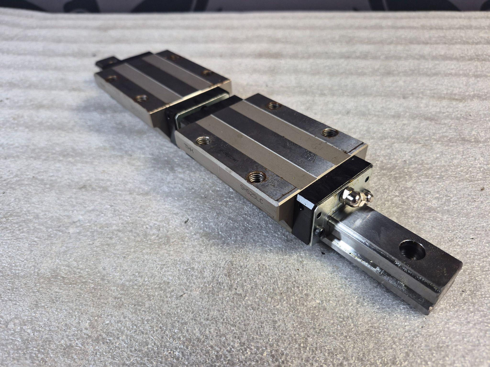 THK SHS‑25LC Linear Bearings w/ Guide Rail USED 1