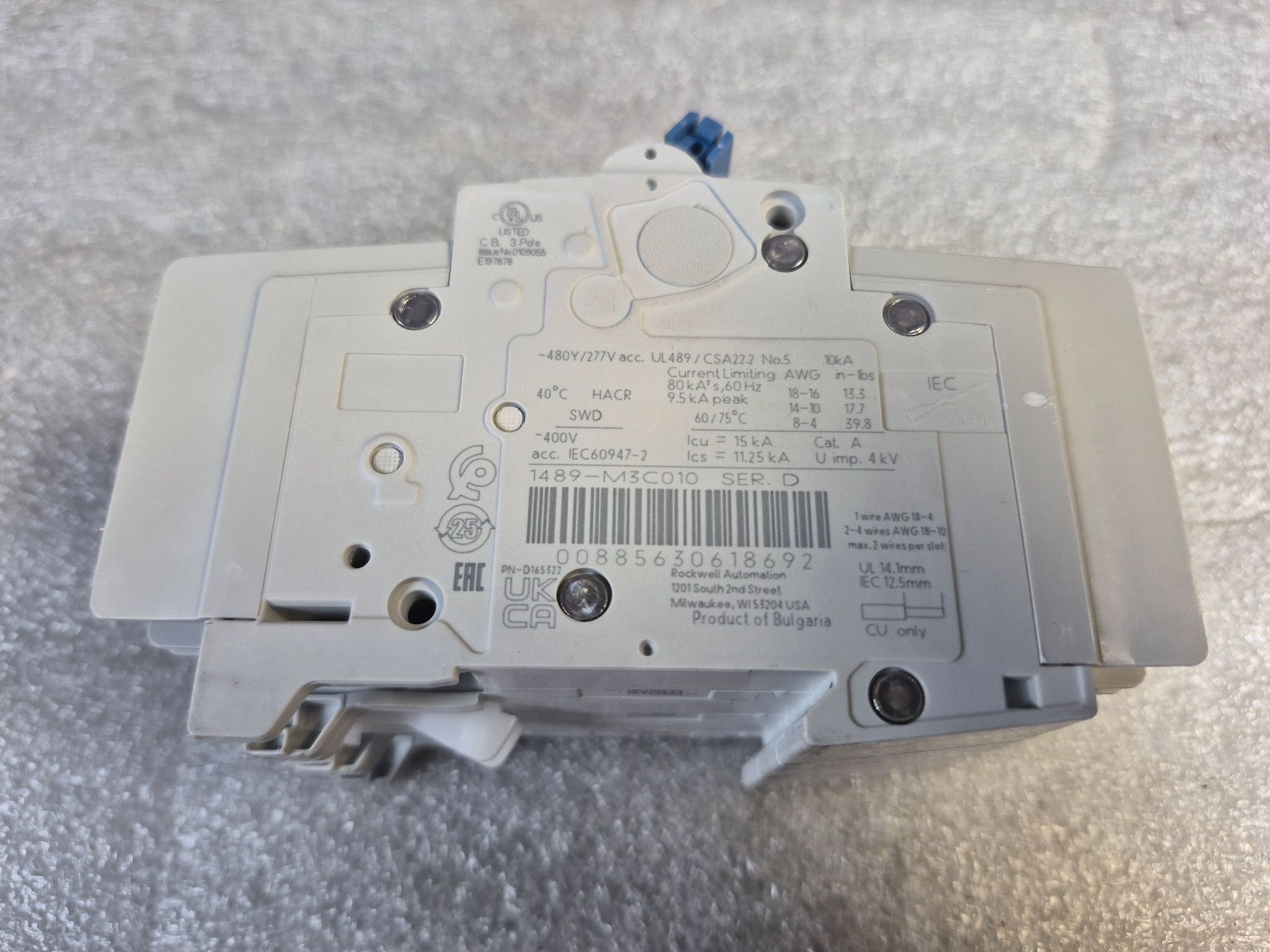 ALLEN BRADLEY 1489‑M3C010 3P 1A Miniature Circuit Breaker NEW 2
